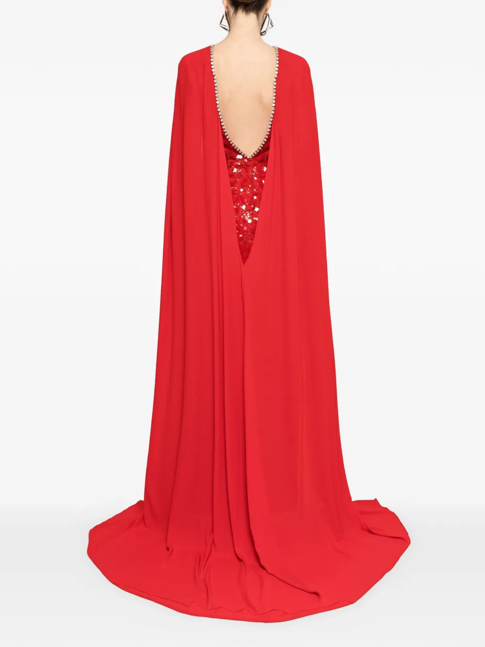 NISSA Maxi-jurk met pailletten en kristallen afwerking Rood