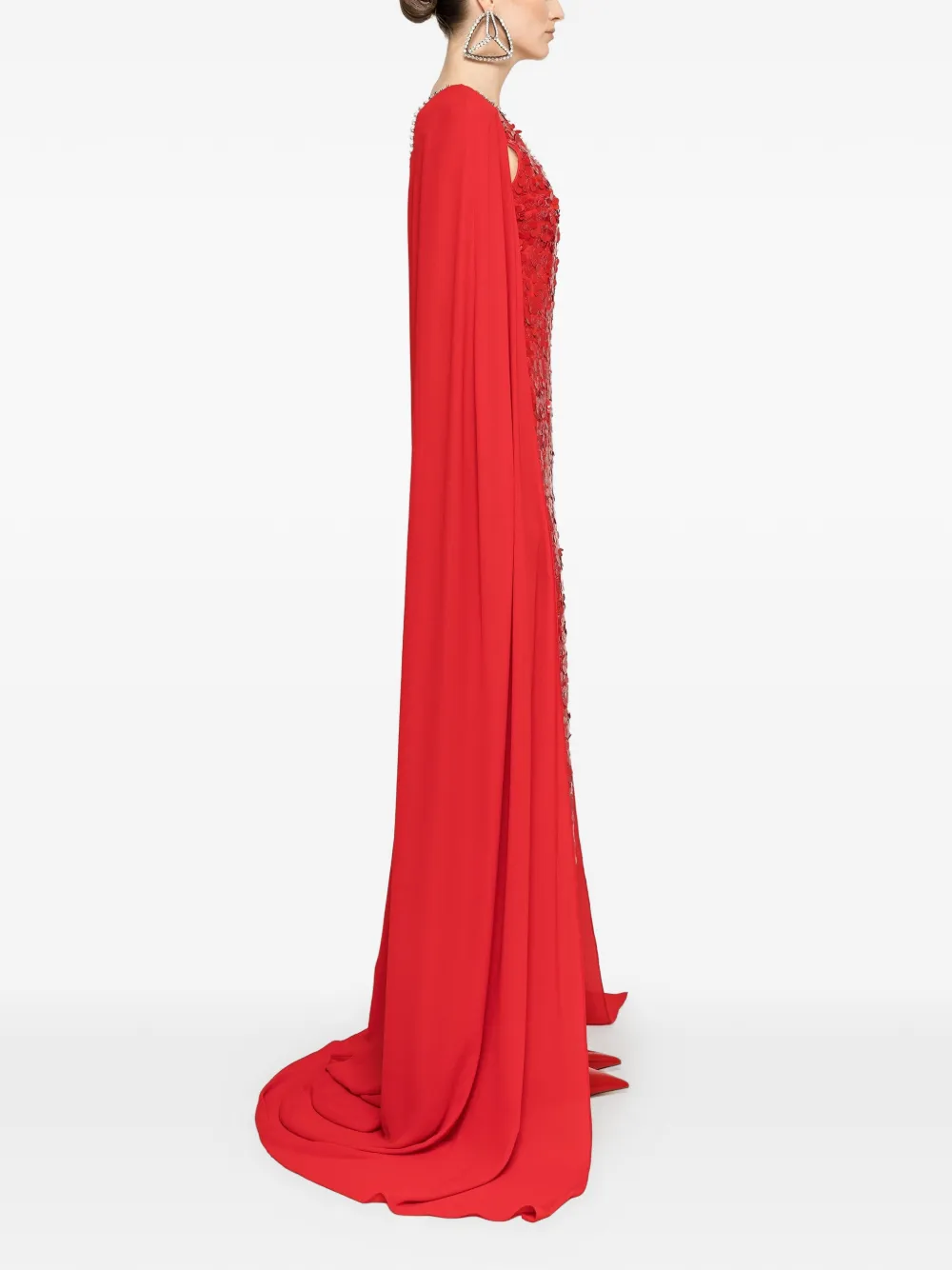 NISSA Maxi-jurk met pailletten en kristallen afwerking Rood