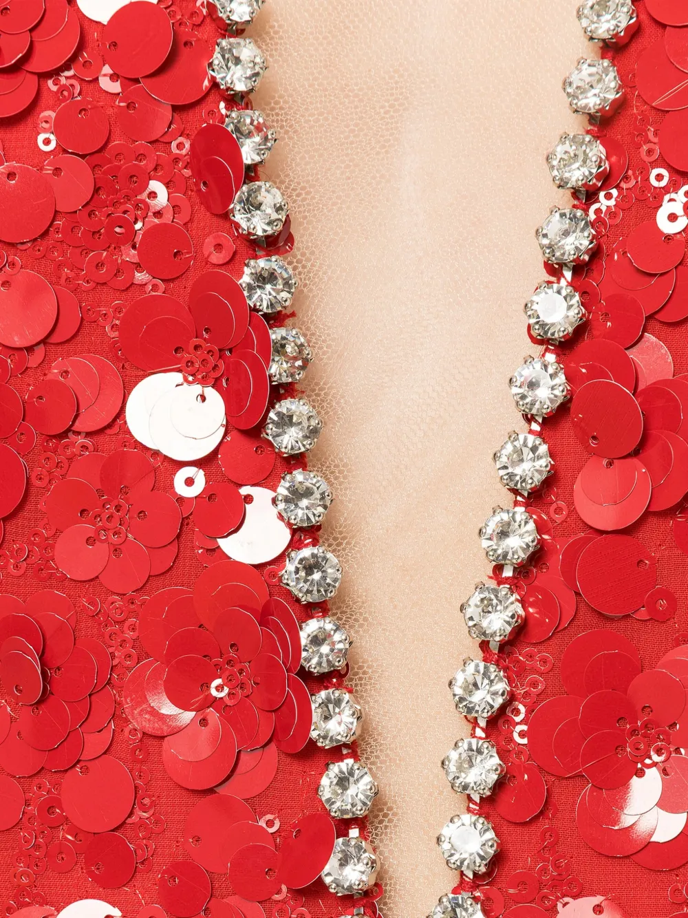 NISSA Maxi-jurk met pailletten en kristallen afwerking Rood