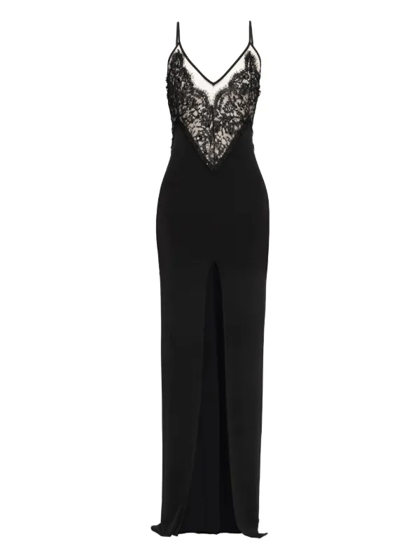 NISSA lace-panel Maxi Dress | Black | FARFETCH OM
