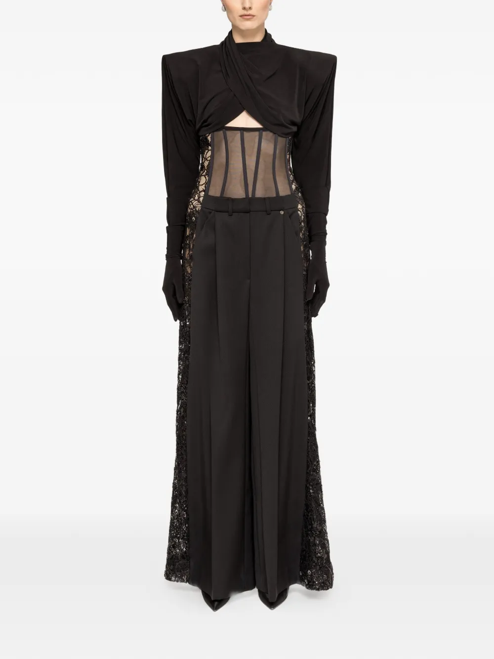 NISSA tulle lace trousers - Zwart