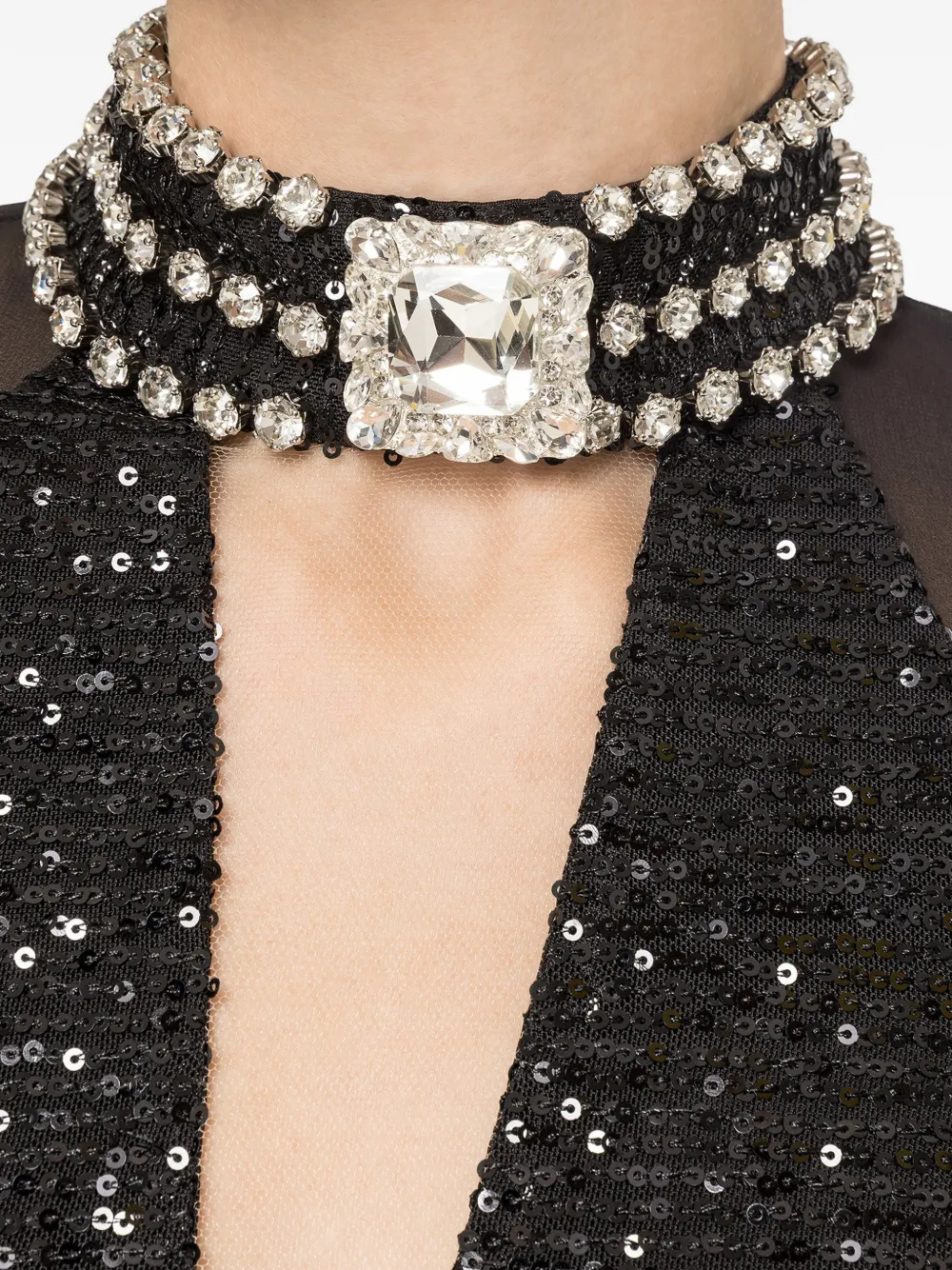 Sequined Cape Gown