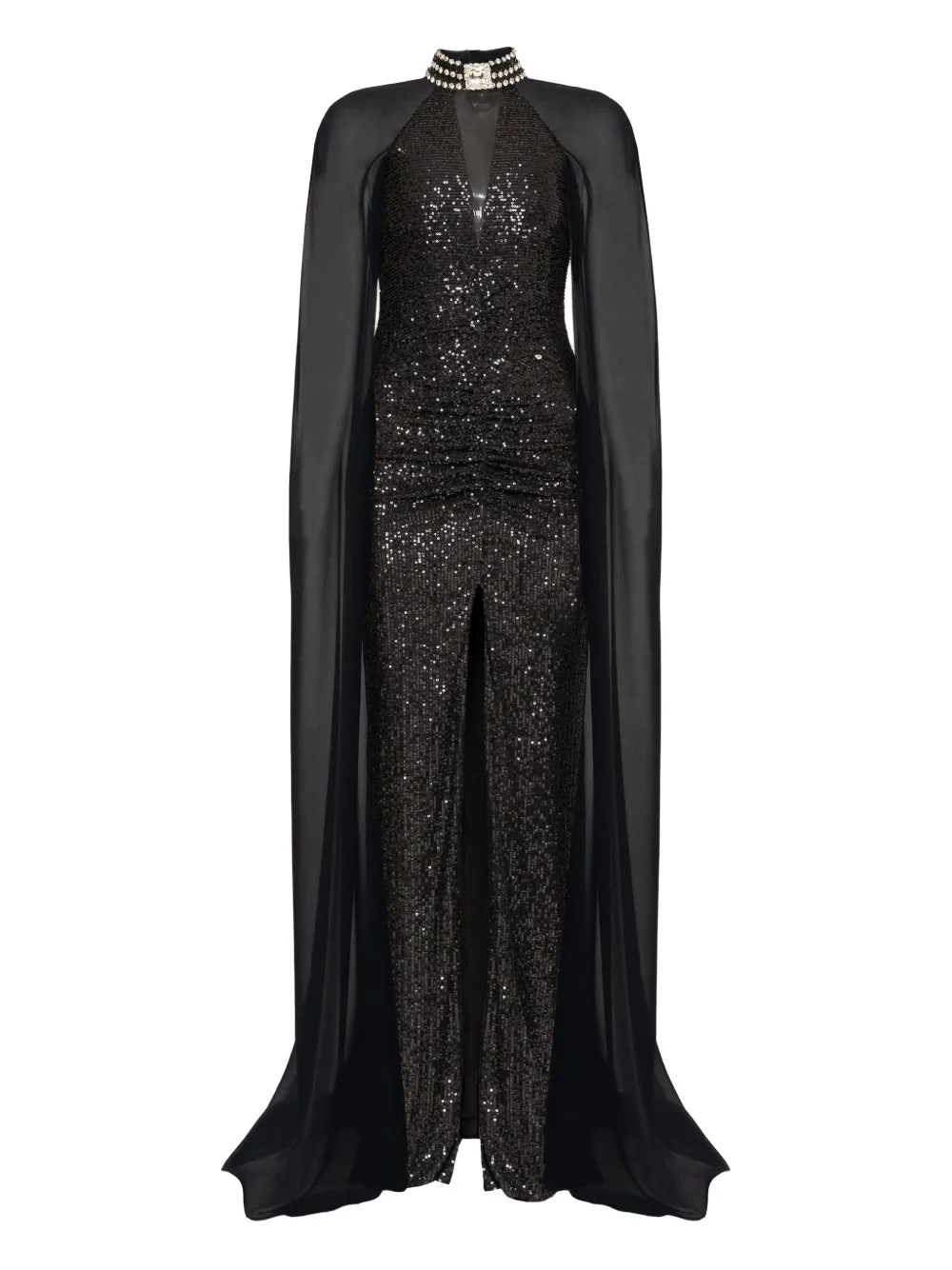 NISSA sequined cape gown - Nero