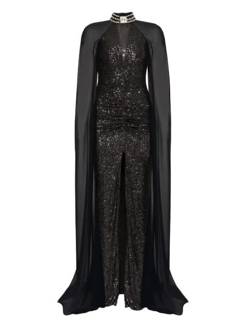 NISSA sequined cape gown