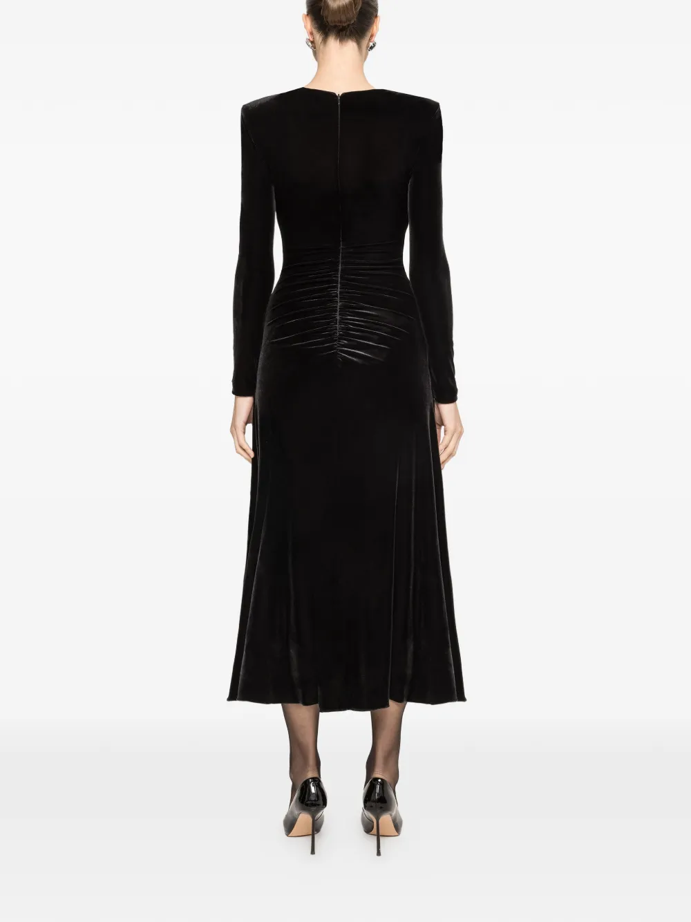 Crystal-Embellished Velvet Midi Dress
