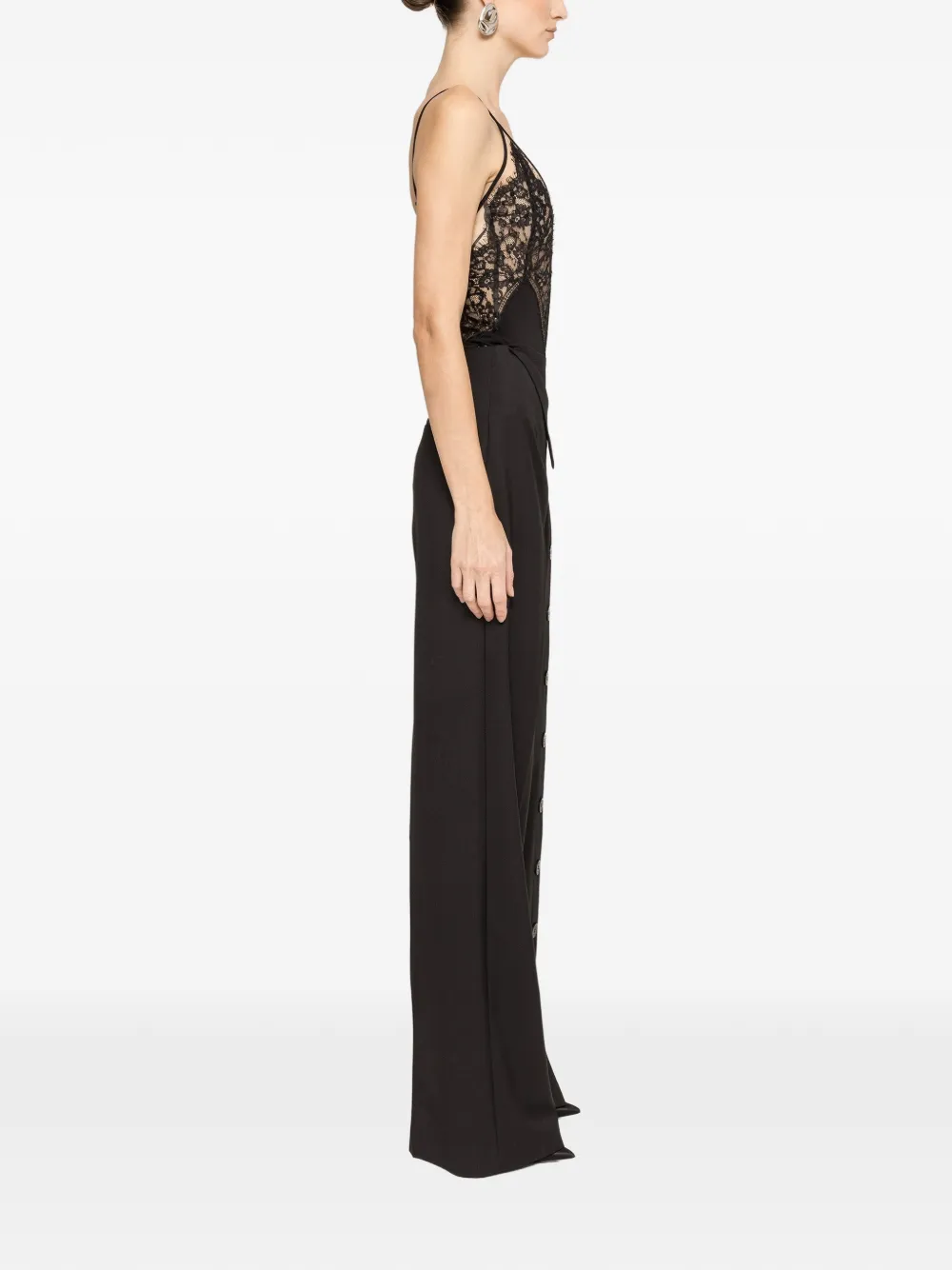  Nissa Button-detail Trousers - Black 