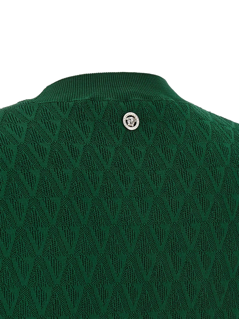  Versace Jacquard Short-sleeve Sweater - Green 