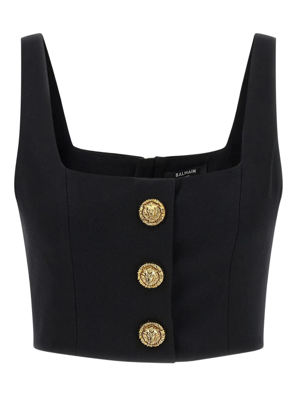 Balmain Button-fastening Cropped Top In Black