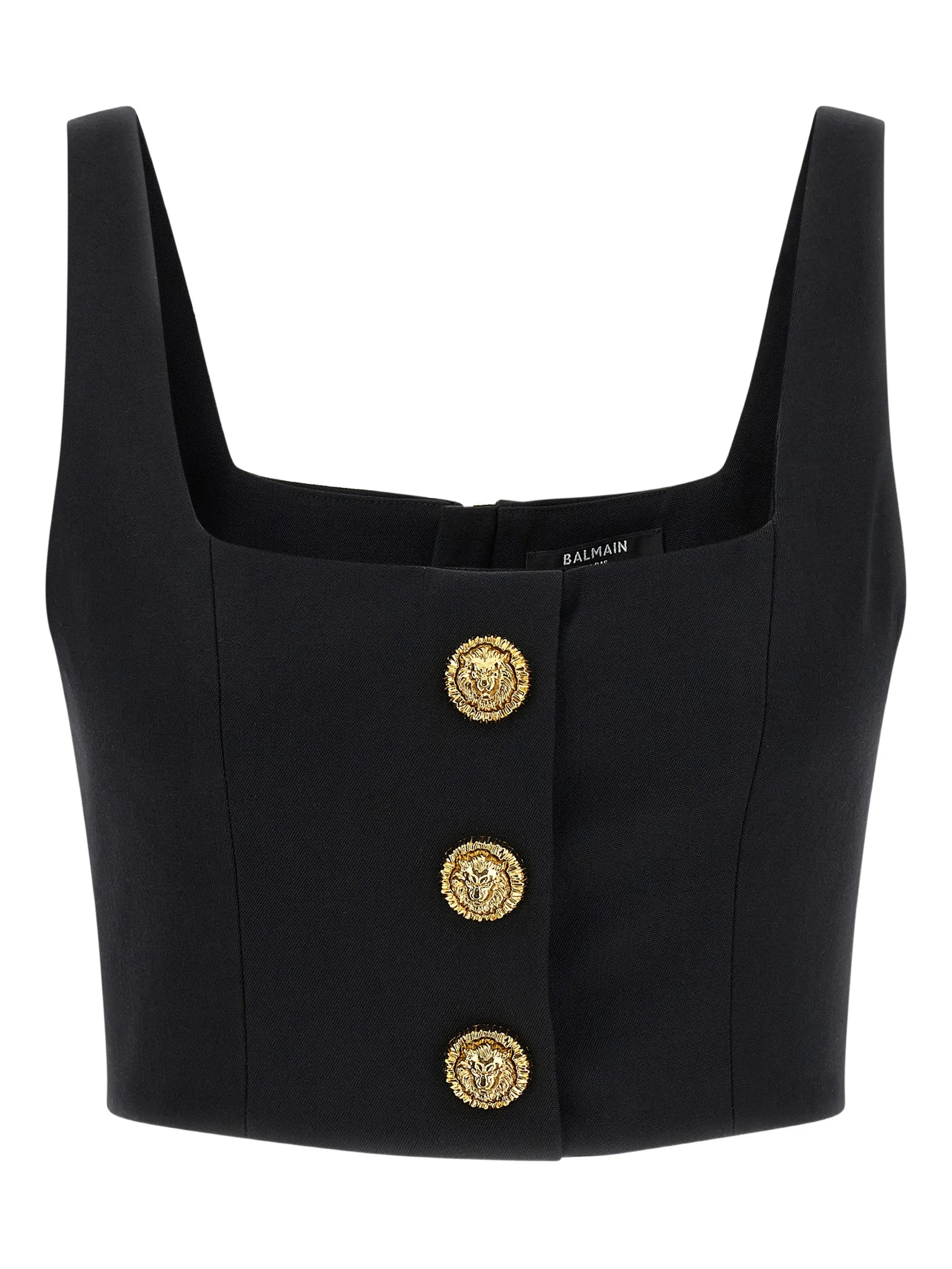 Balmain button-fastening cropped top