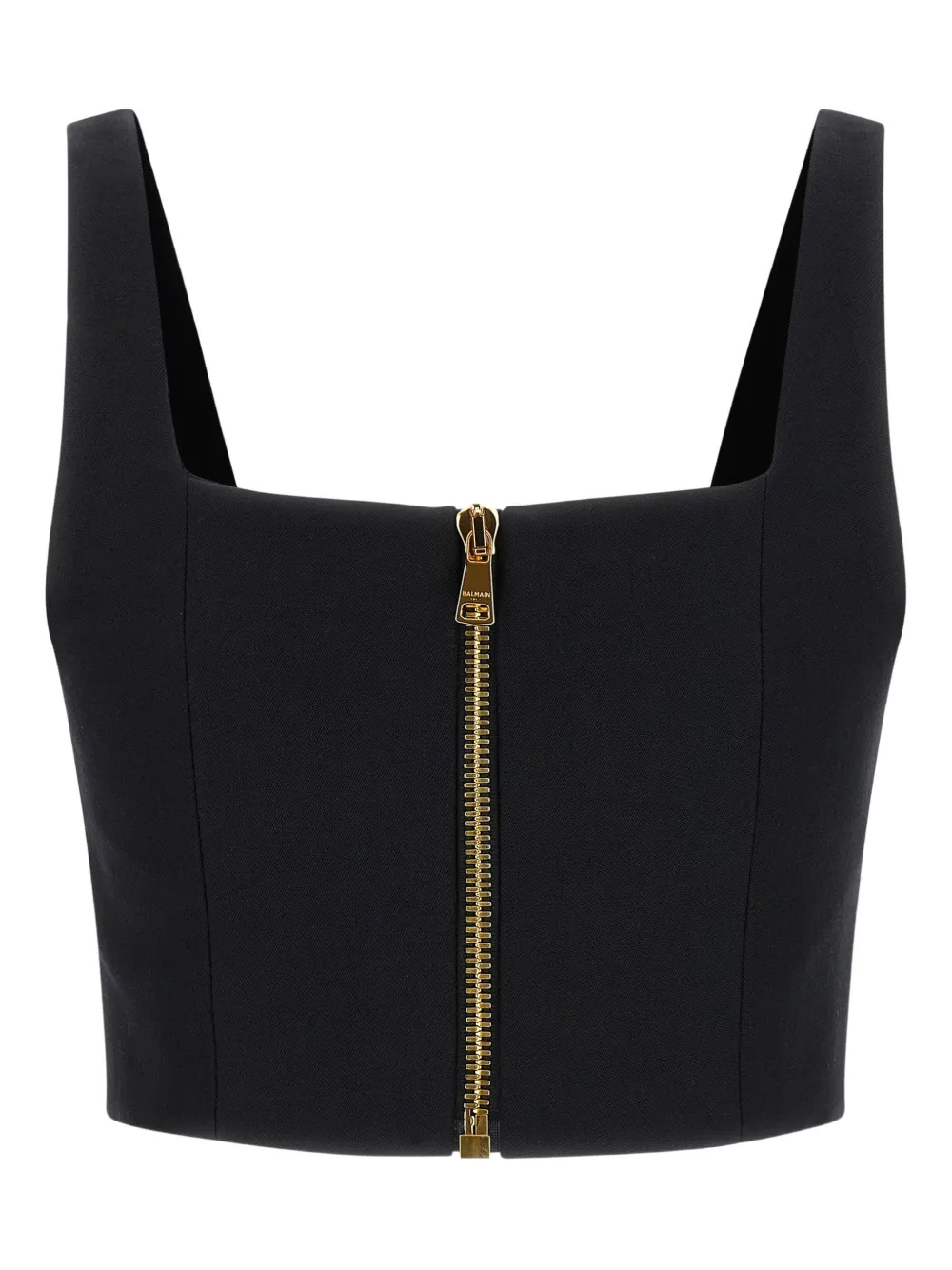 Balmain Button-fastening Cropped Top In Black