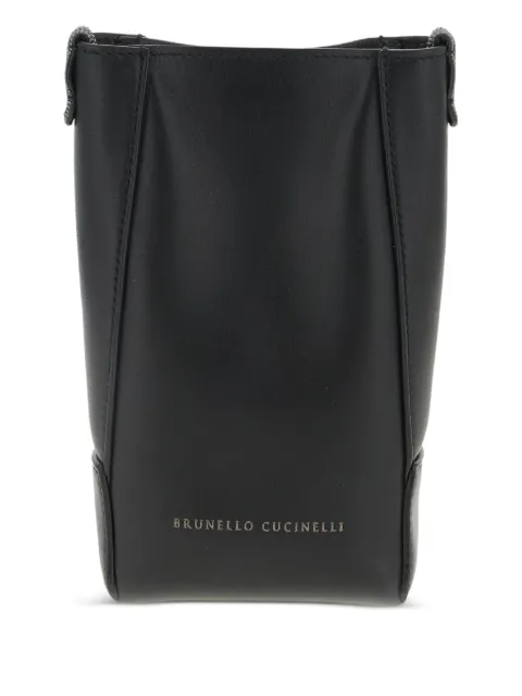 Brunello Cucinelli nappa shoulder strap mobile phone case