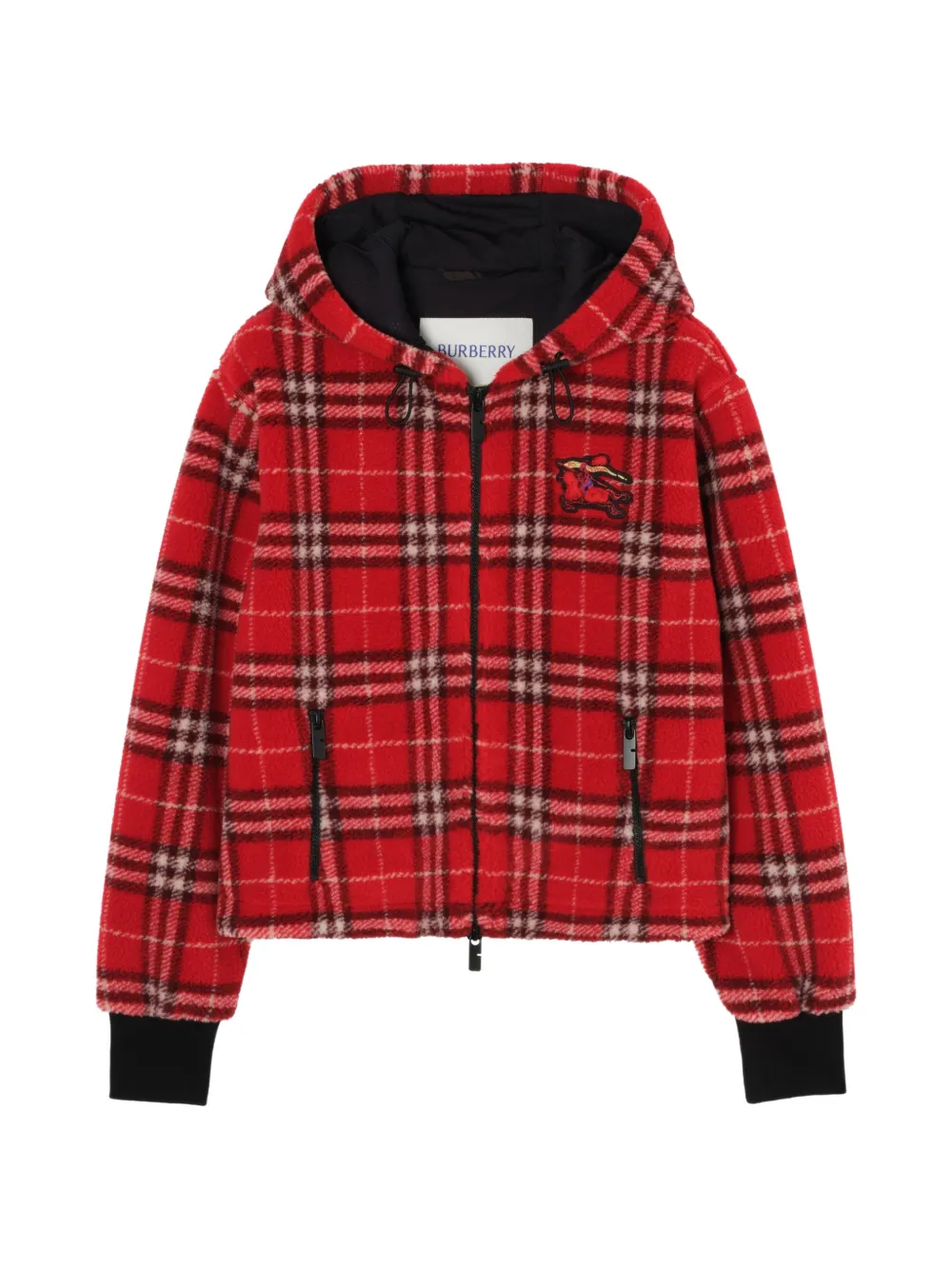 Burberry check hooded fleece jacket - Rosso
