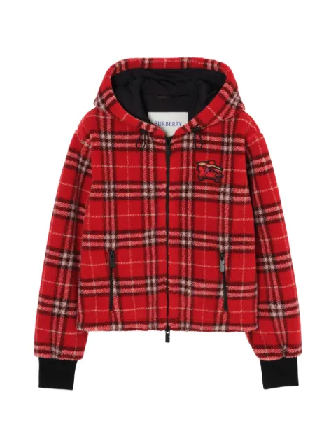 Burberry check hooded fleece jacket