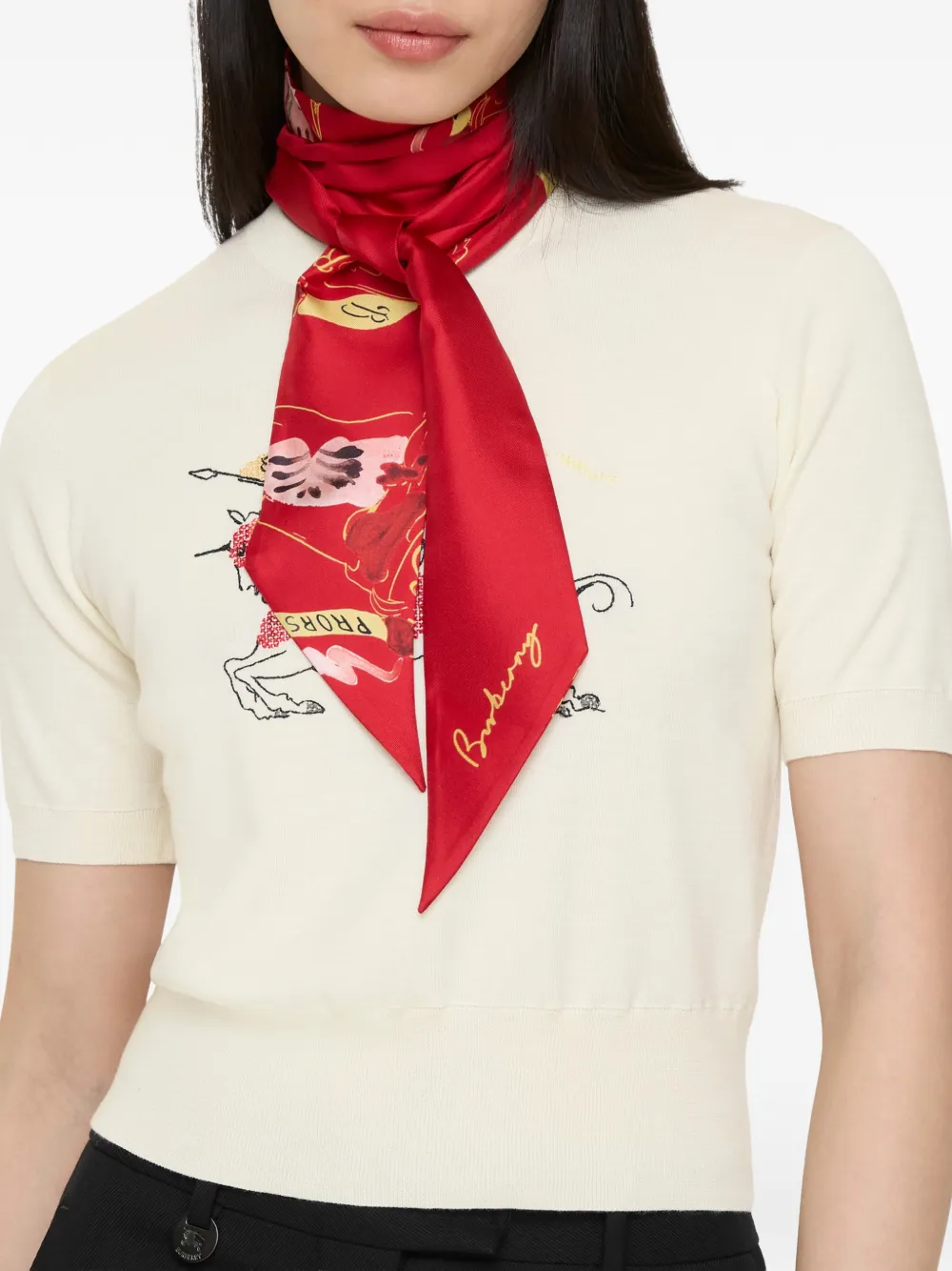 Burberry Zijden sjaal Rood