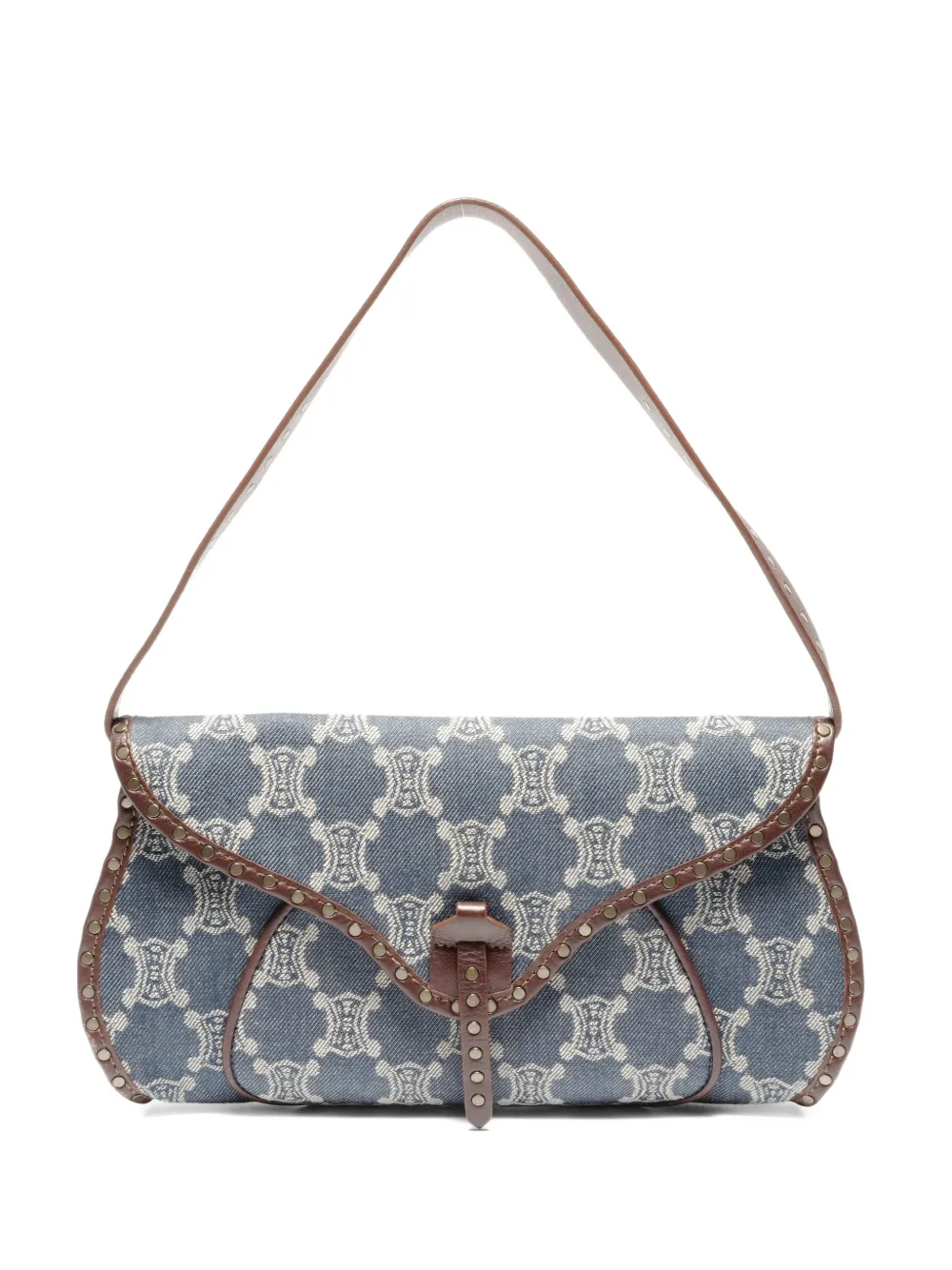 Pre-owned Celine 2000s Macadam-pattern Denim Tote Bag In Blue