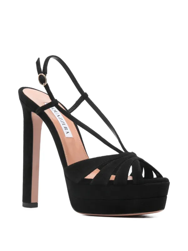 Aquazzura Aimée Suede Sandals | Black | FARFETCH