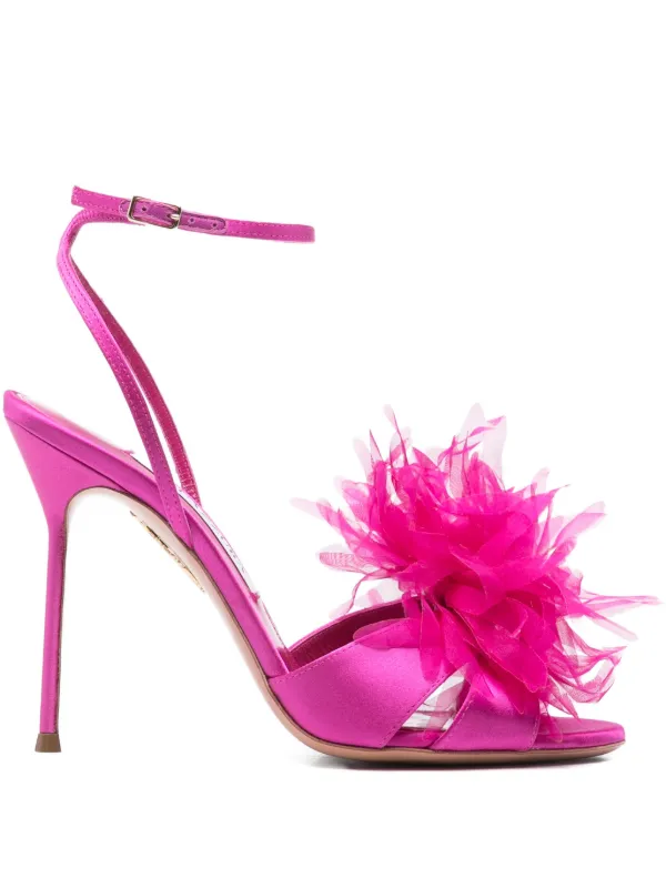 Aquazzura Poème Feather-detail Sandals in Pink