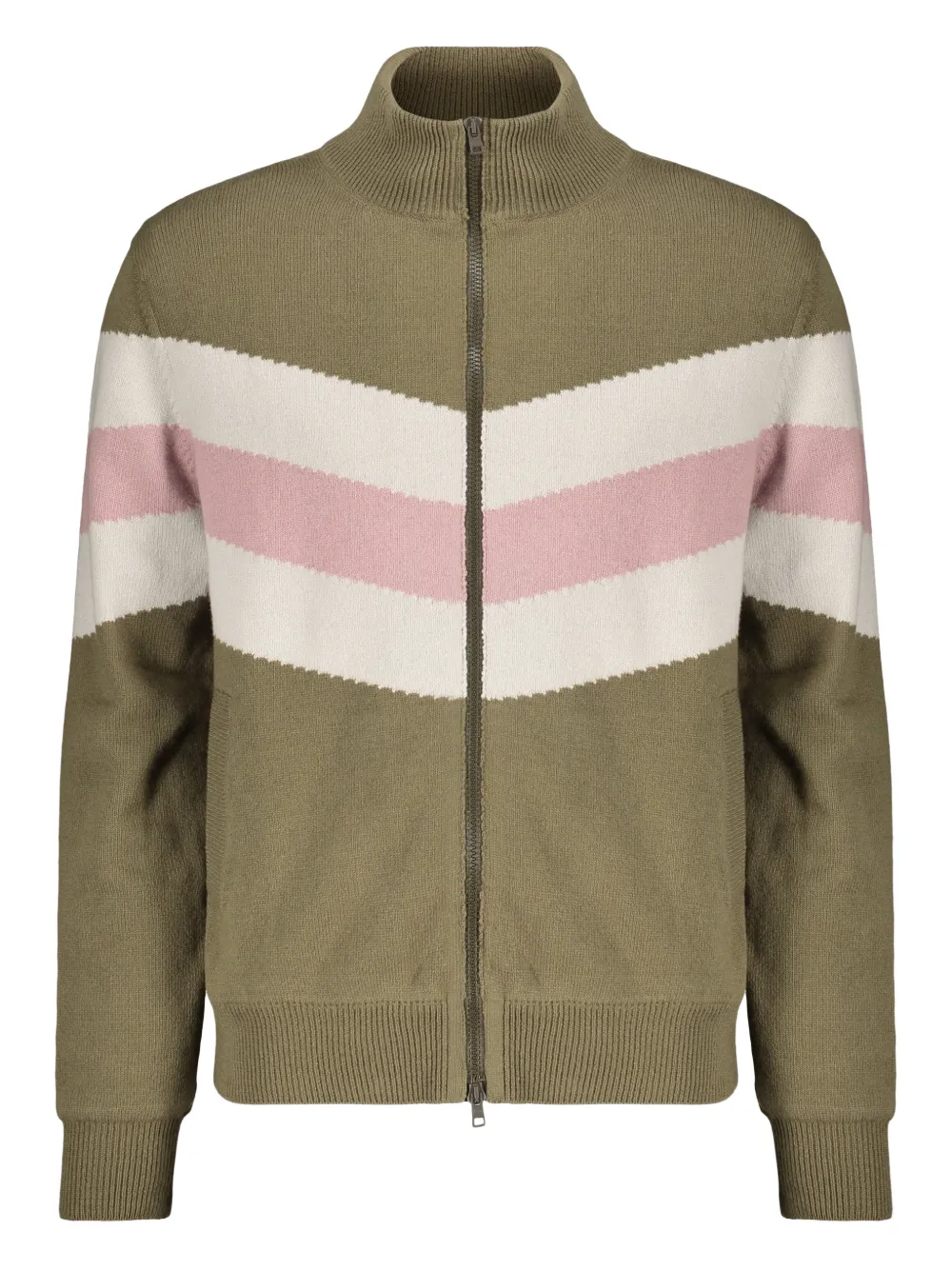 Herno striped high-neck cardigan - Verde