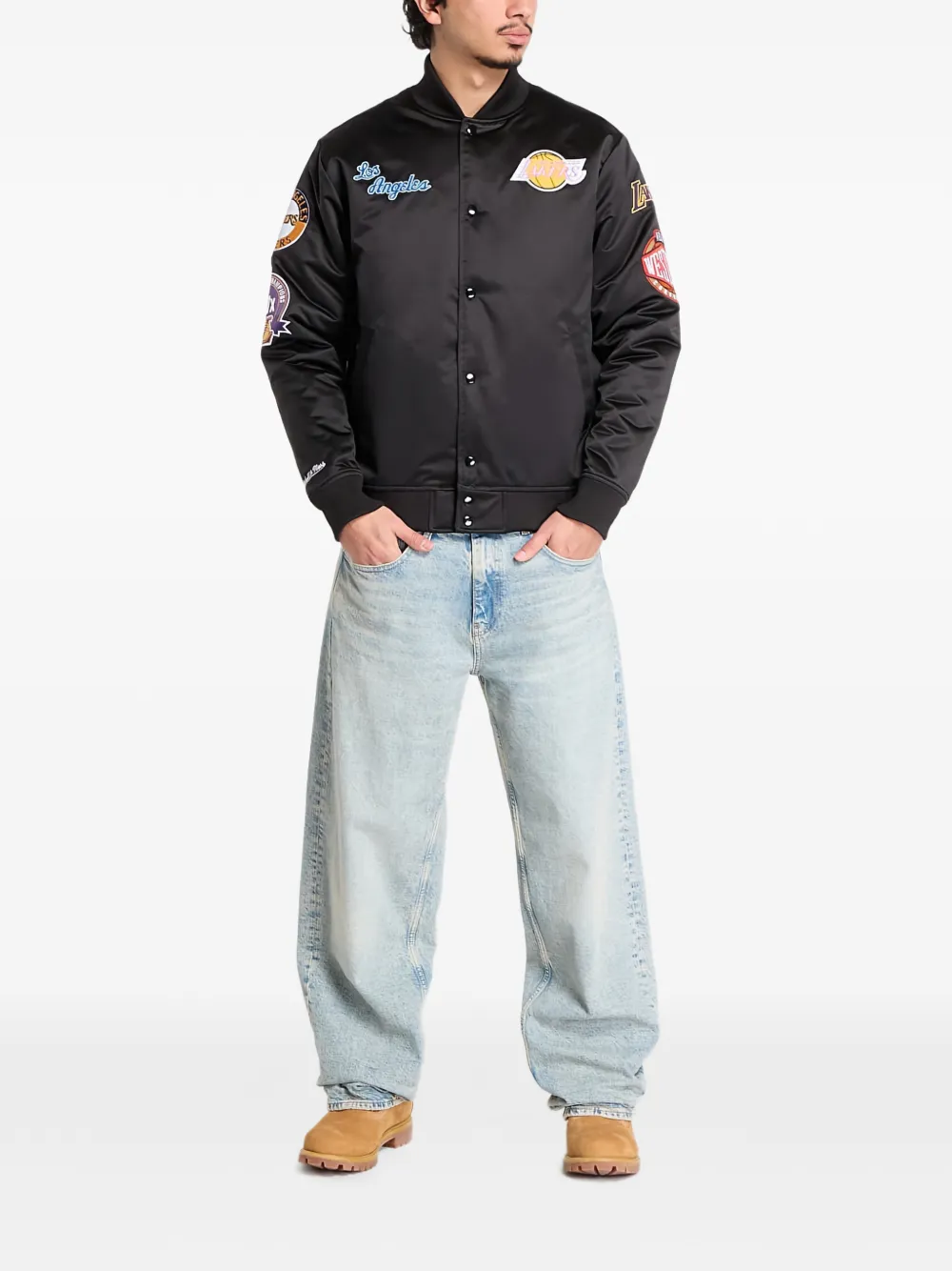 Mitchell & Ness NBA Blackout Heavyweight buttoned jacket | Bomber Jackets | Image 2