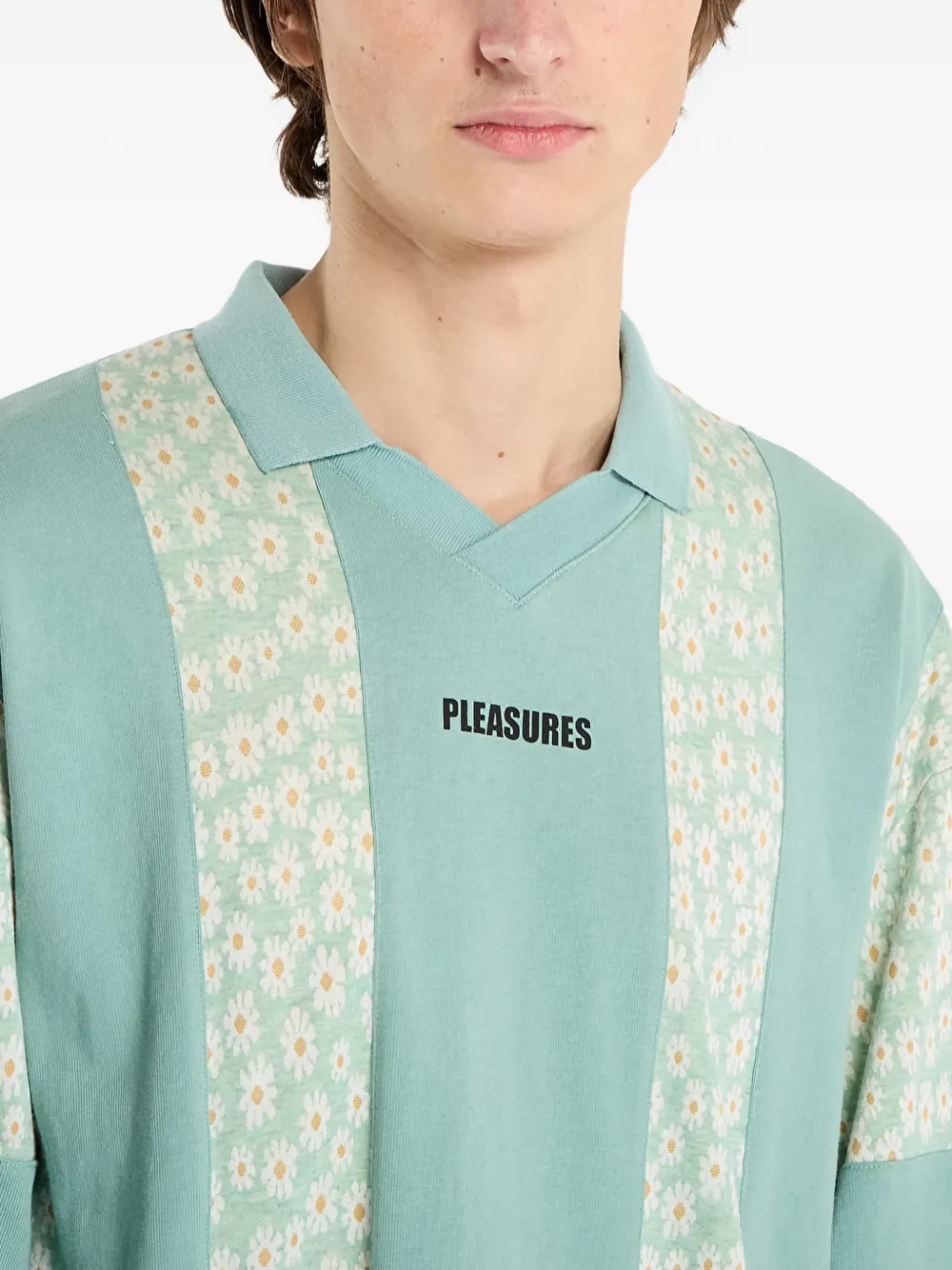 Pleasures Sweater met bloemenprint en V-hals Groen