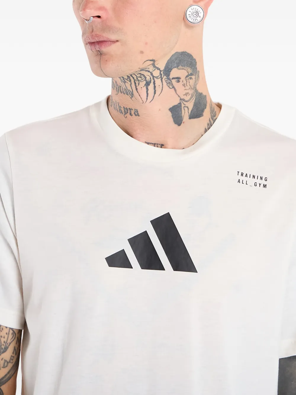 adidas Training All_Gym T-shirt met grafische print Beige