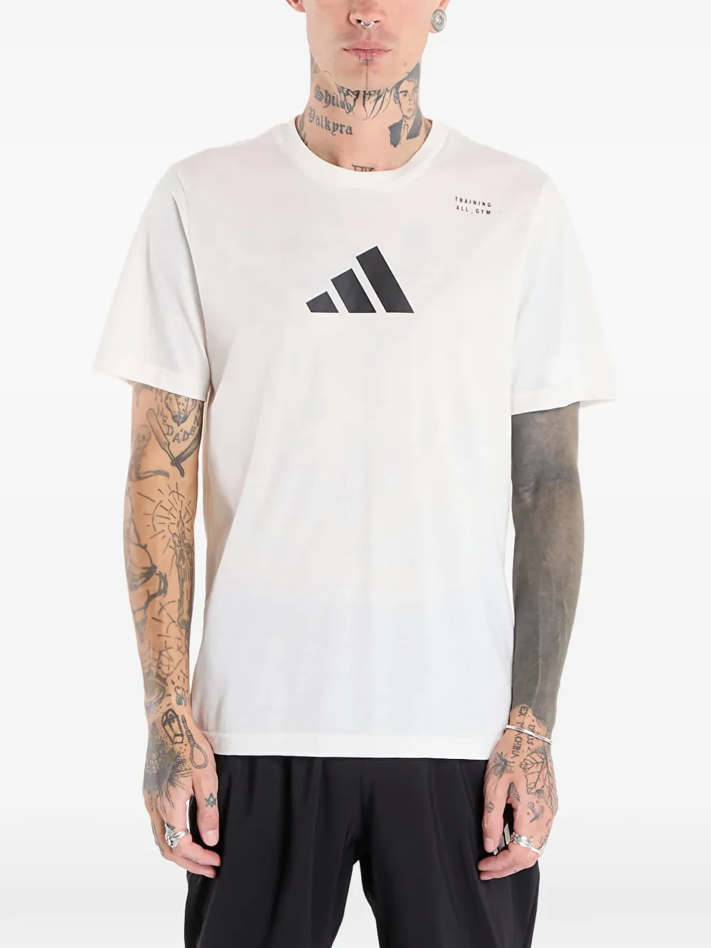 adidas Training All_Gym T-shirt met grafische print Beige