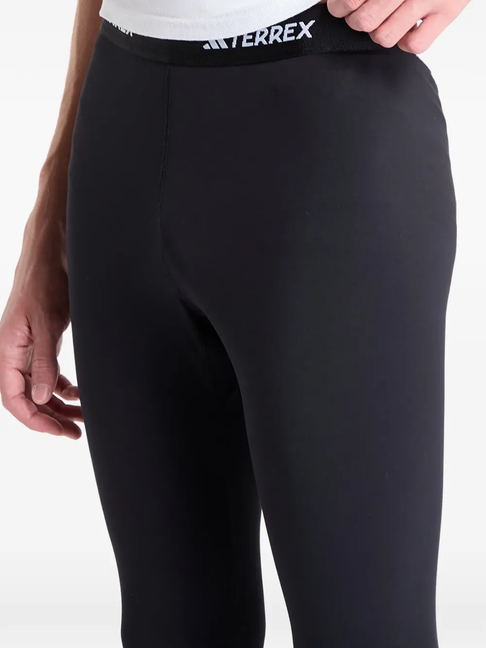 adidas Gelaagde legging met logoband Zwart