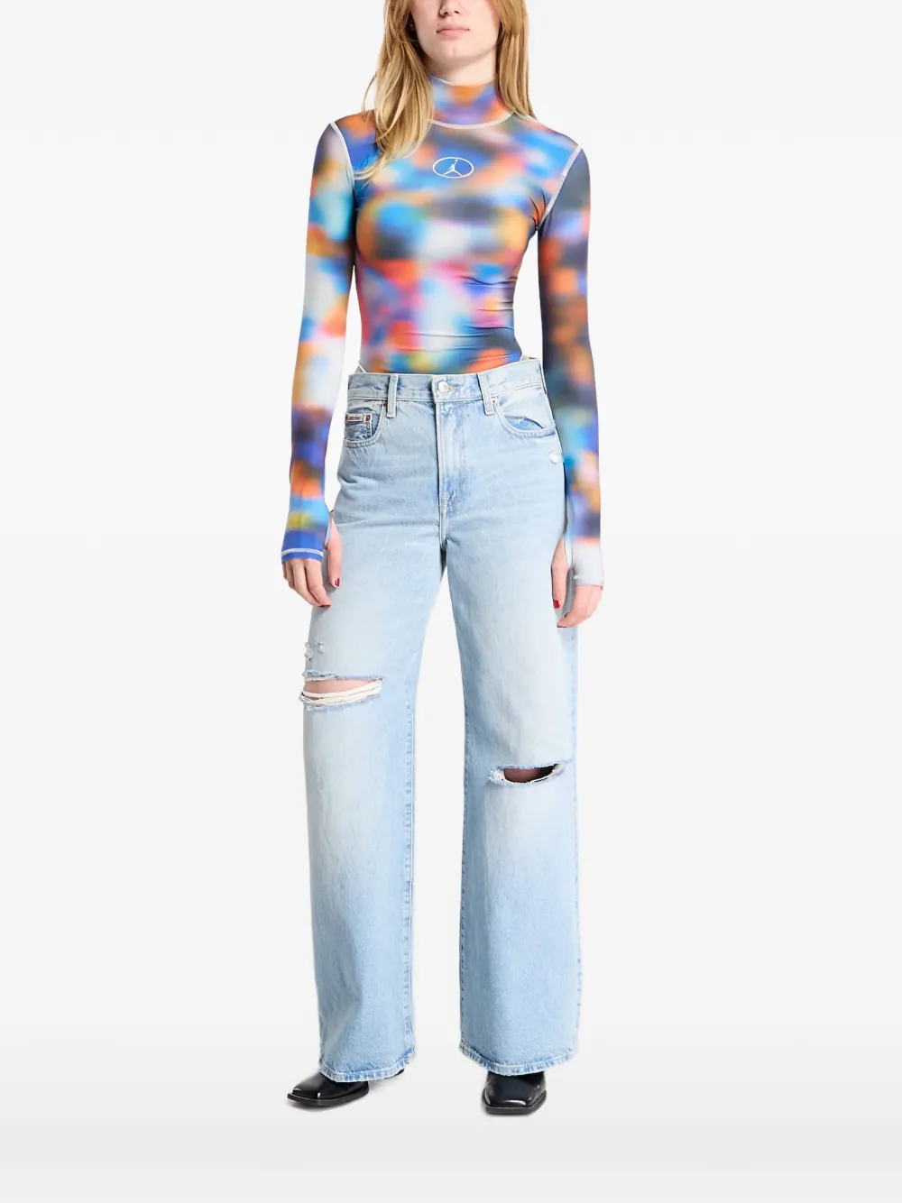Jordan printed long-sleeve bodysuit - Blau
