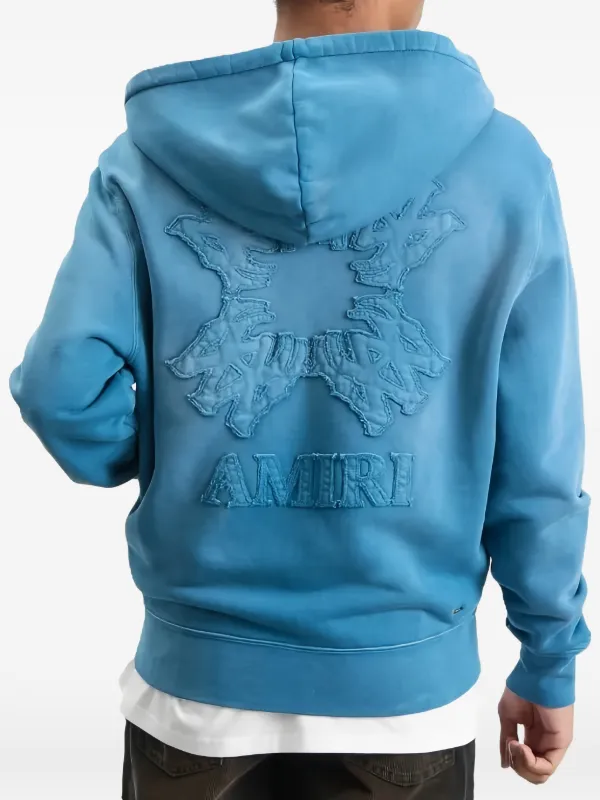 『レア』AMIRI 水色 フード付きパーカー AMIRI アップリケ ジャケット | ブルー | FARFETCH JP