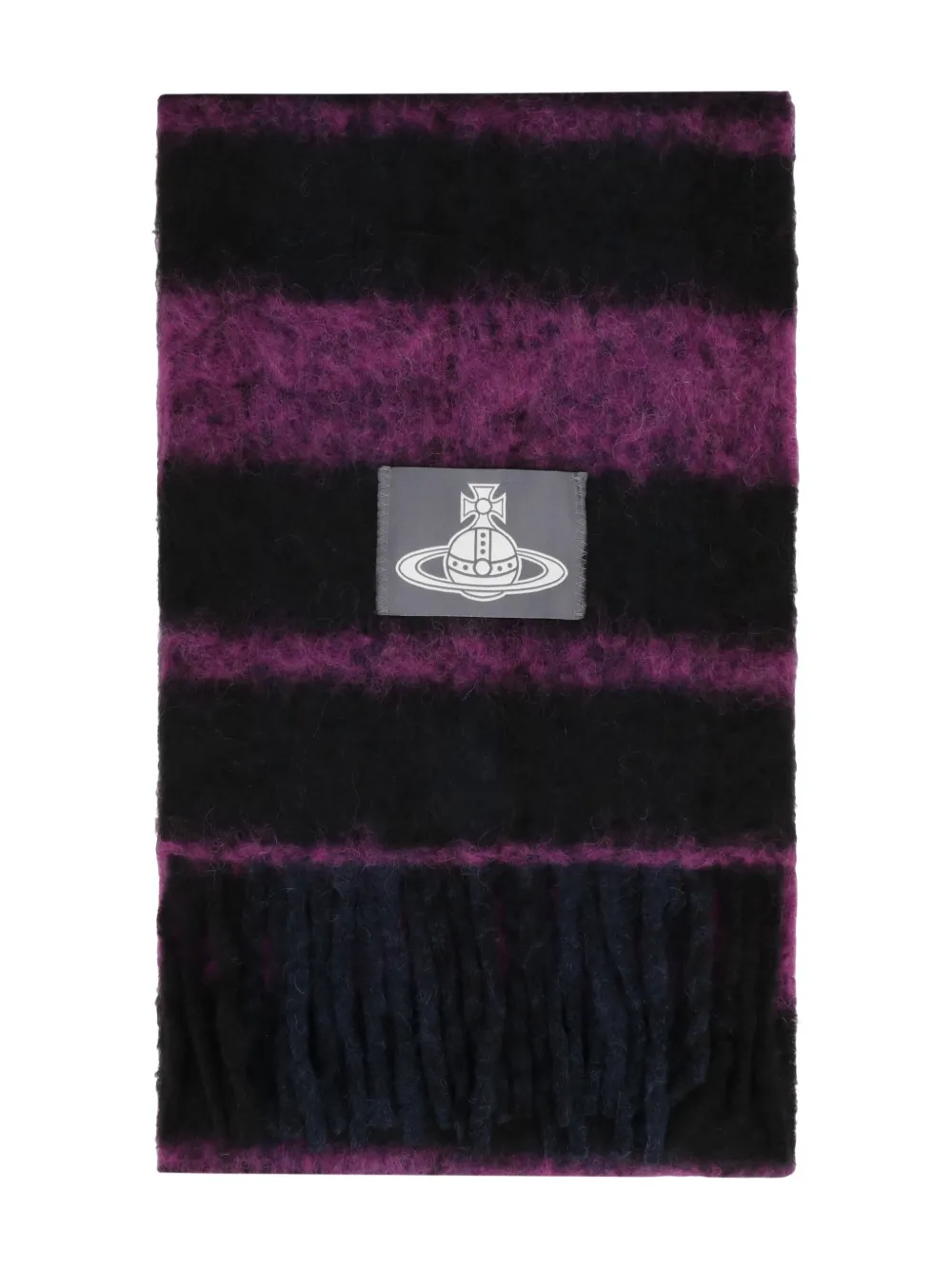 Vivienne Westwood striped-pattern fringed scarf - Nero