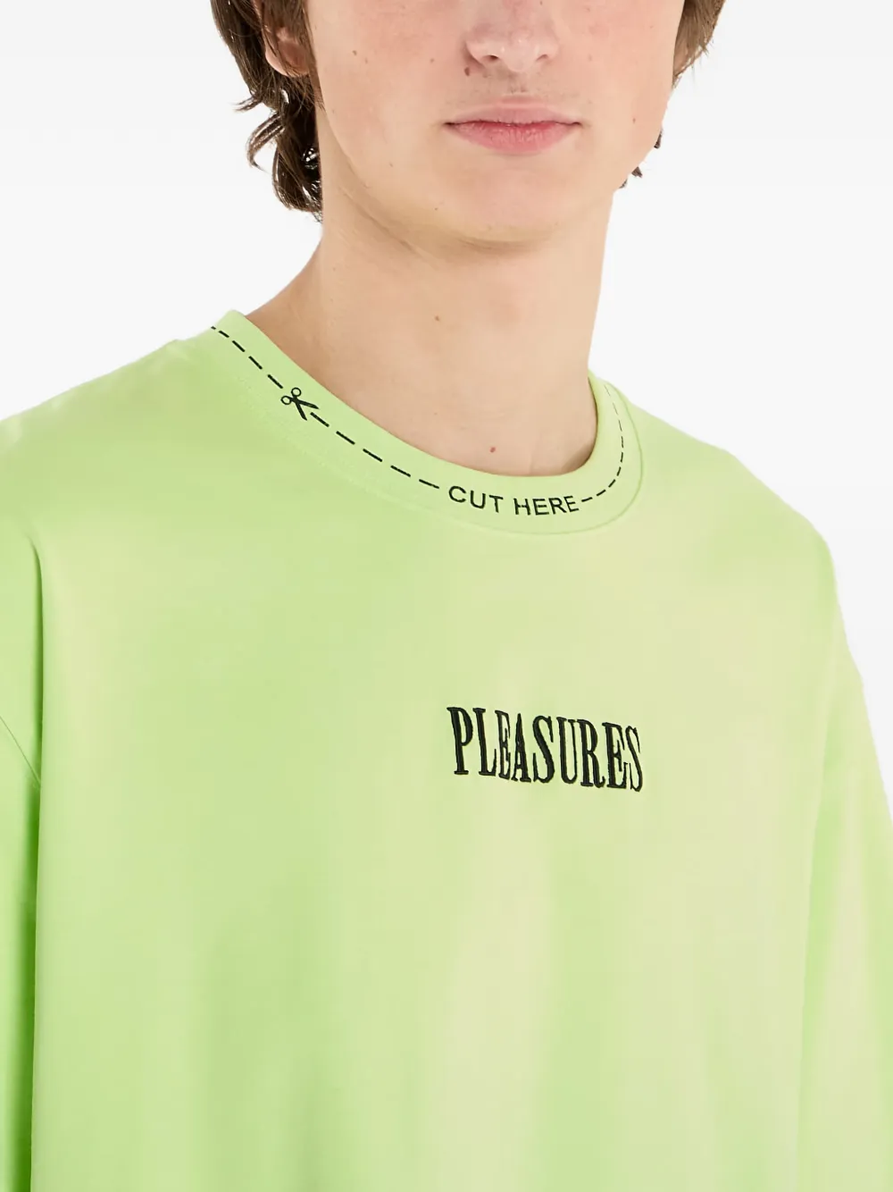 Pleasures T-shirt met tekst Groen