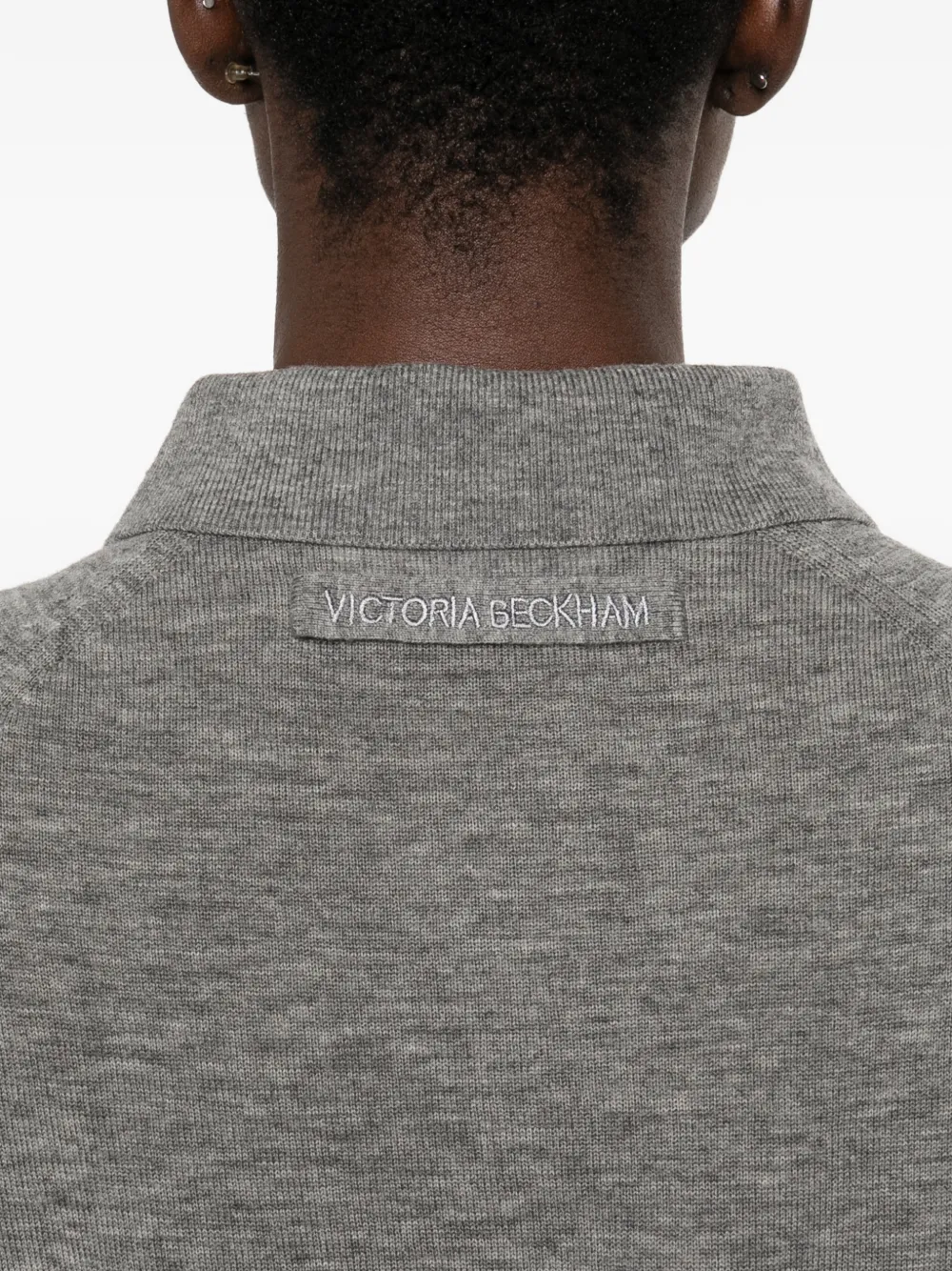 Victoria Beckham Fijngebreid poloshirt Grijs