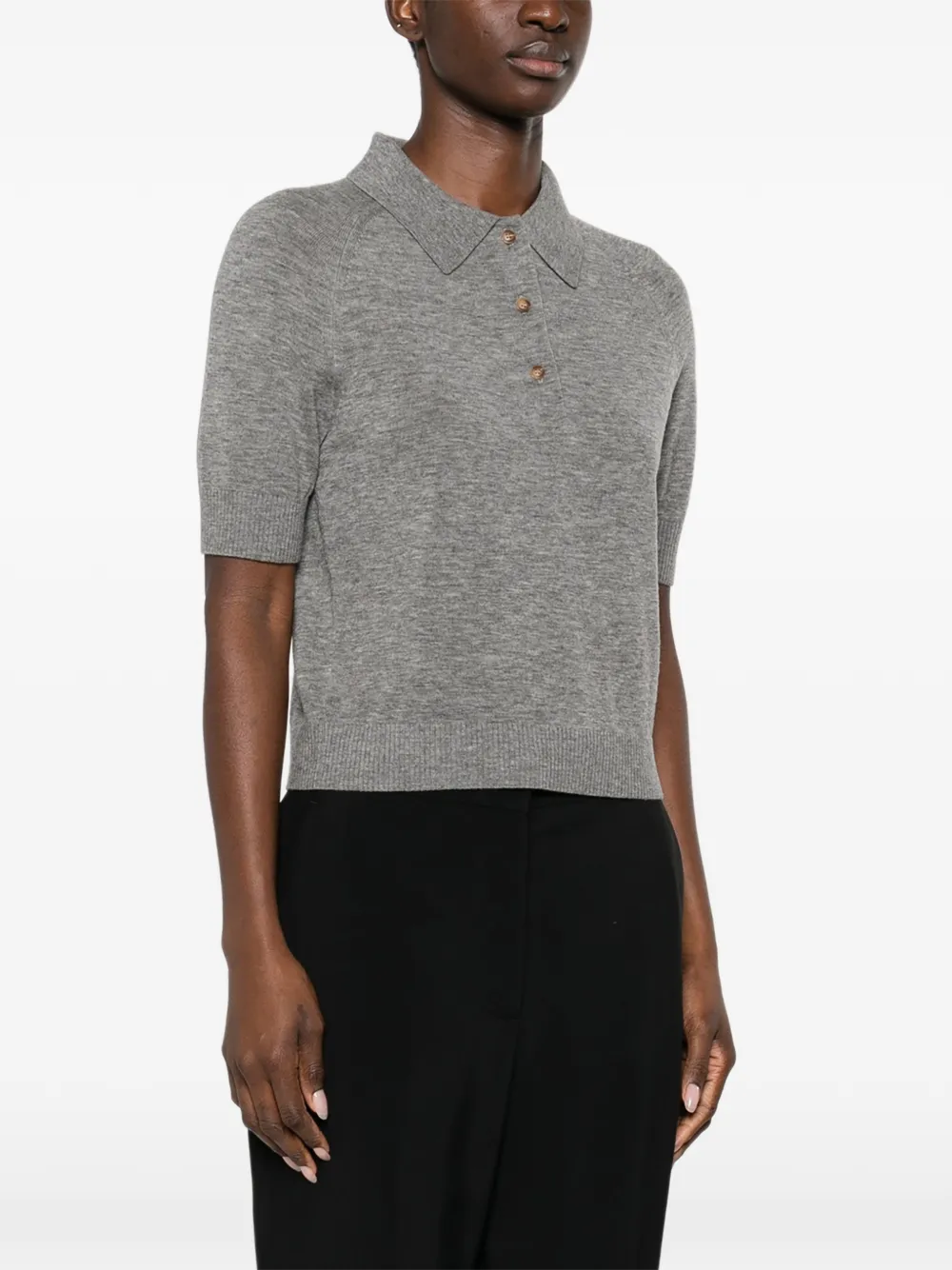 Victoria Beckham Fijngebreid poloshirt Grijs