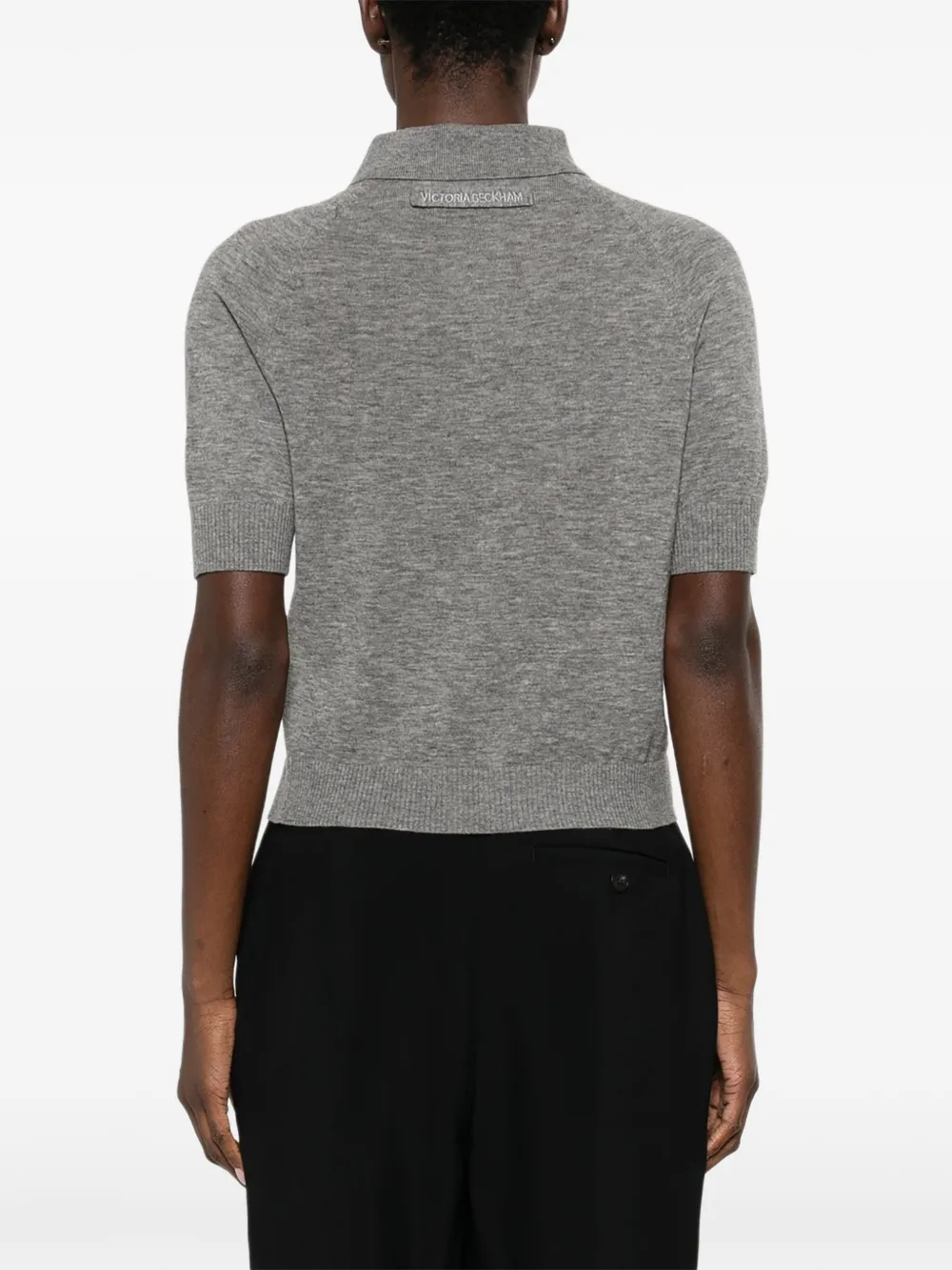 Victoria Beckham Fijngebreid poloshirt Grijs