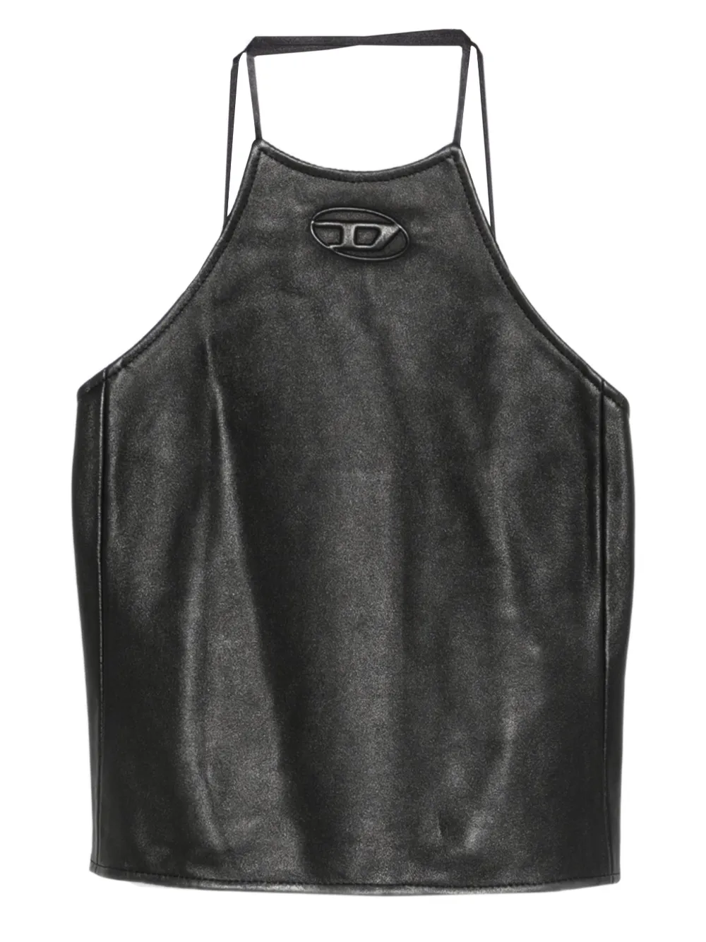 Diesel L-luvy logo-embossed leather top - Nero