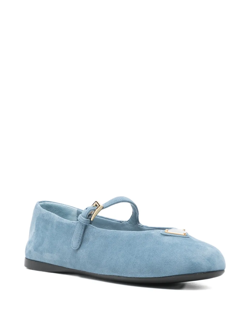 Prada buckle strap ballet flats - Blauw
