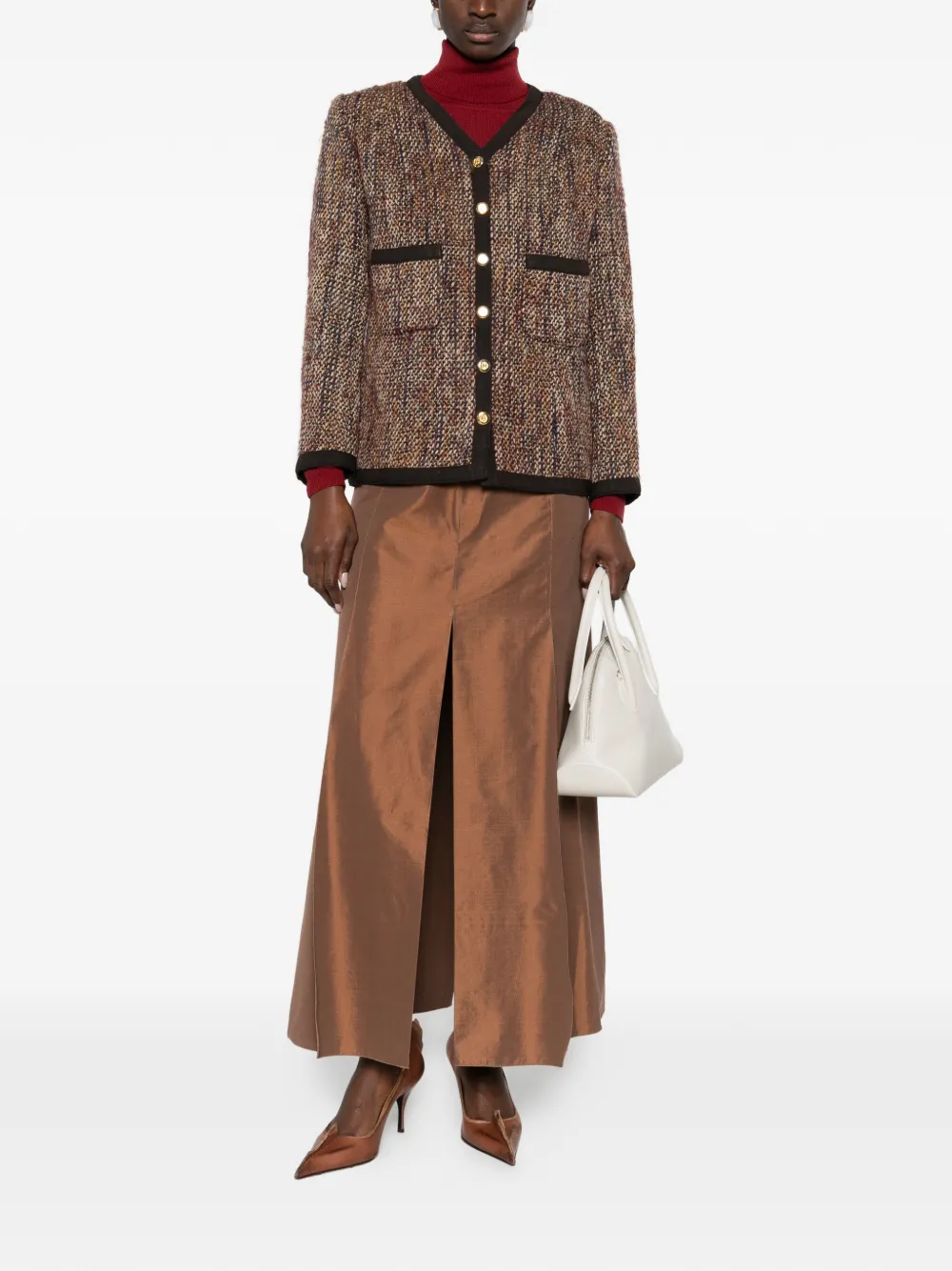 CHANEL Pre-Owned 1999 slit long skirt - Bruin