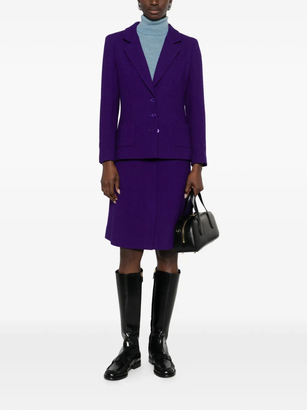 CHANEL Pre-Owned tweed button skirt - Paars