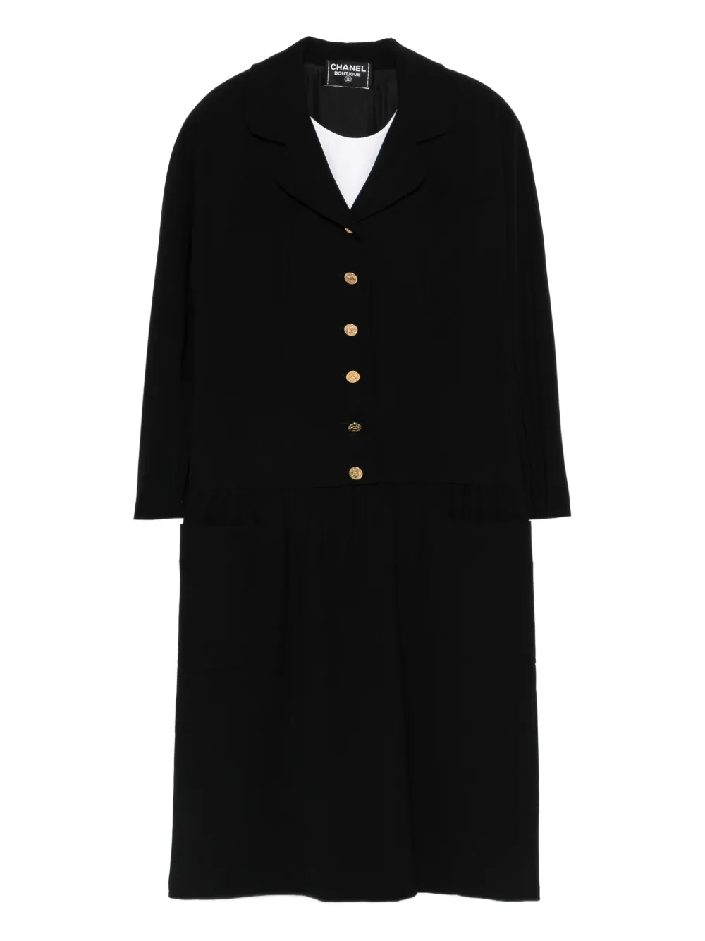 CHANEL Pre-Owned 2000s button evening midi dress - Nero