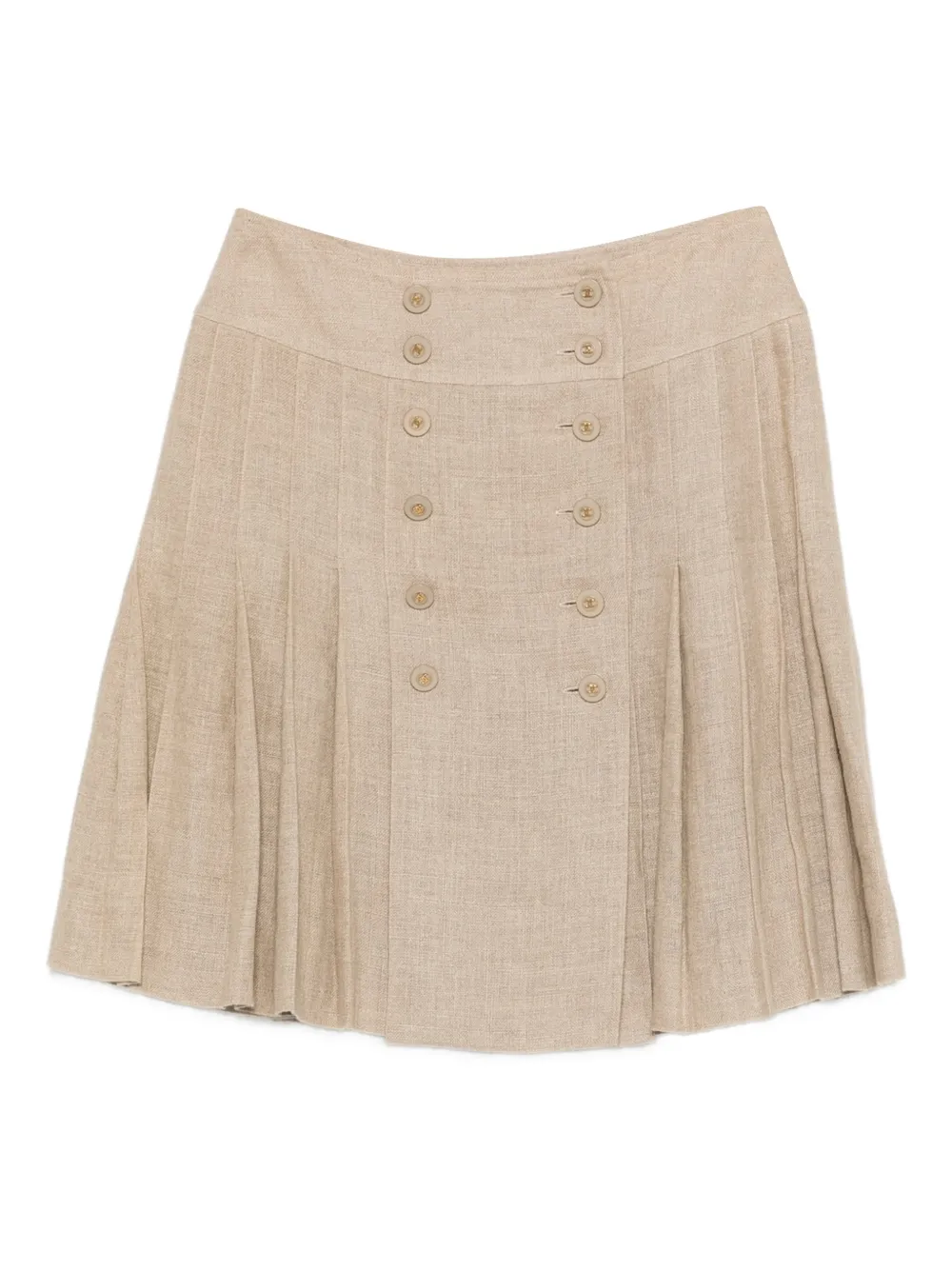 CHANEL Pre-Owned 1990s pleated button mini skirt - Toni neutri