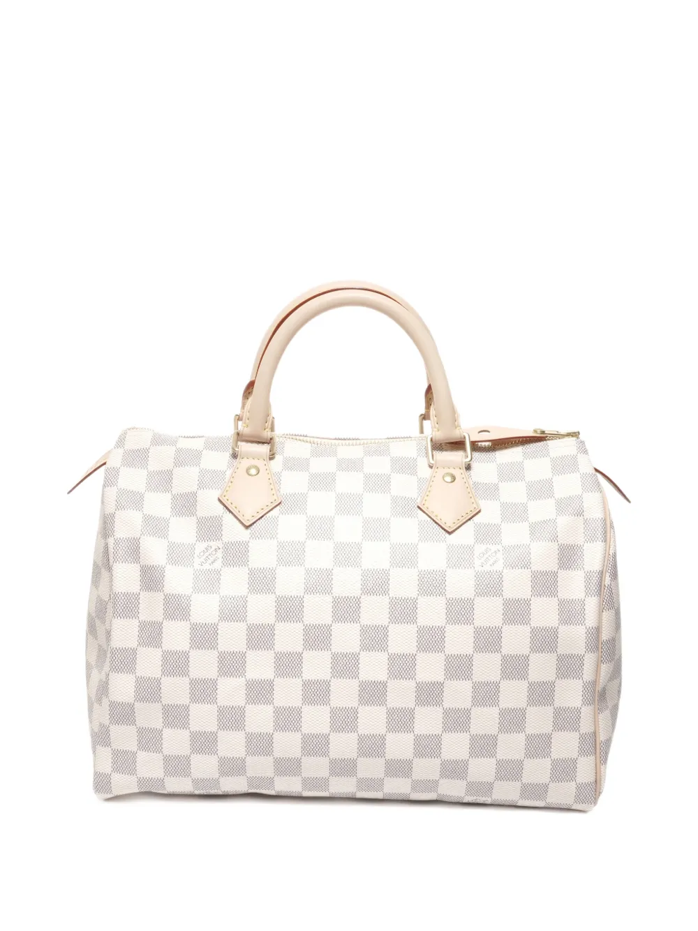 Pre-owned Louis Vuitton 2021-2025 30 Speedy Damier Azur Tote Bag In White