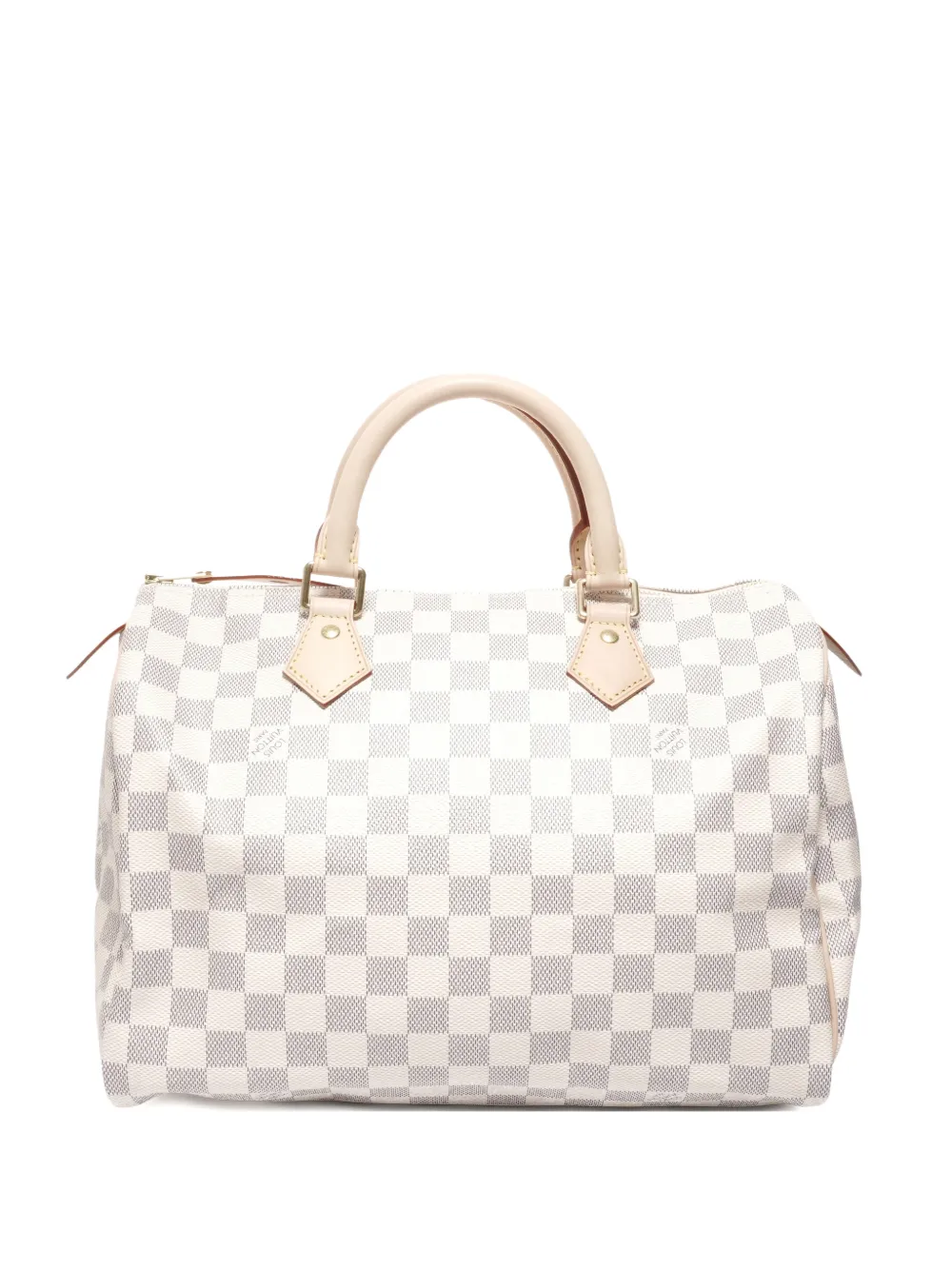Pre-owned Louis Vuitton 2021-2025 30 Speedy Damier Azur Tote Bag In White