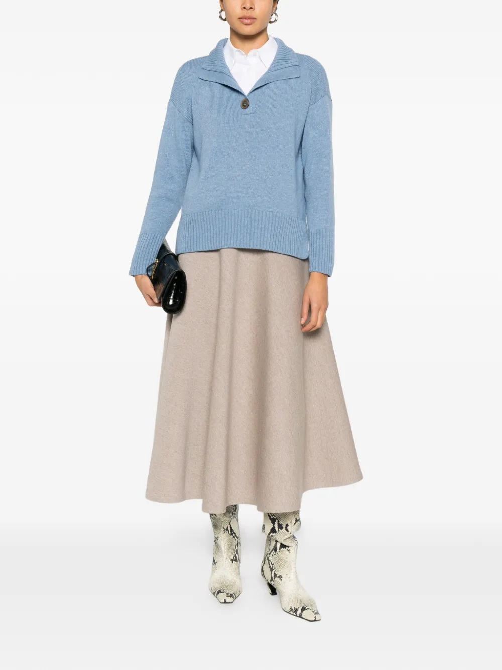 Intrecci button ribbed polo top | Polo Tops | Image 2