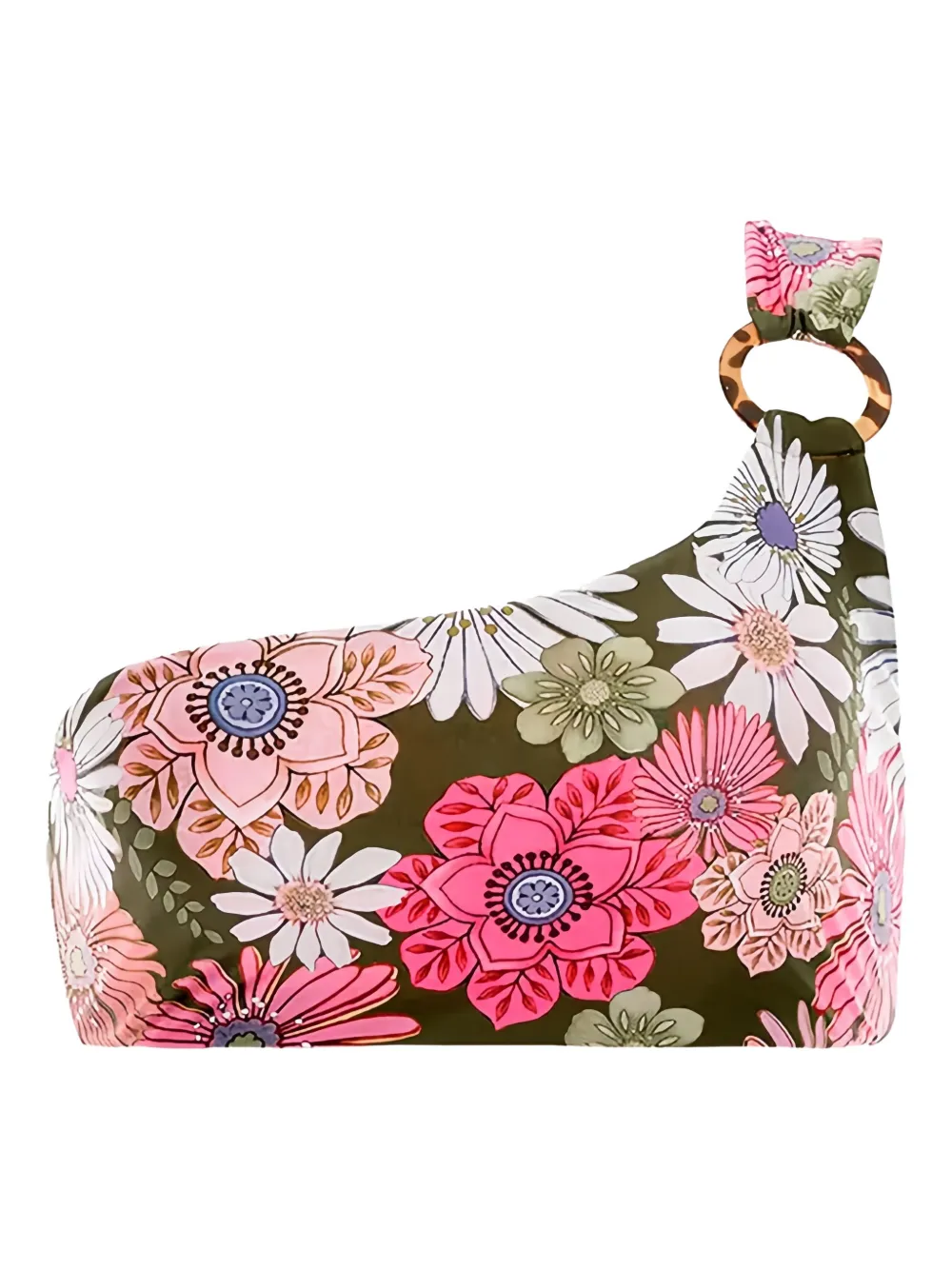 Agua Bendita asymmetric-strap floral bikini top - Verde