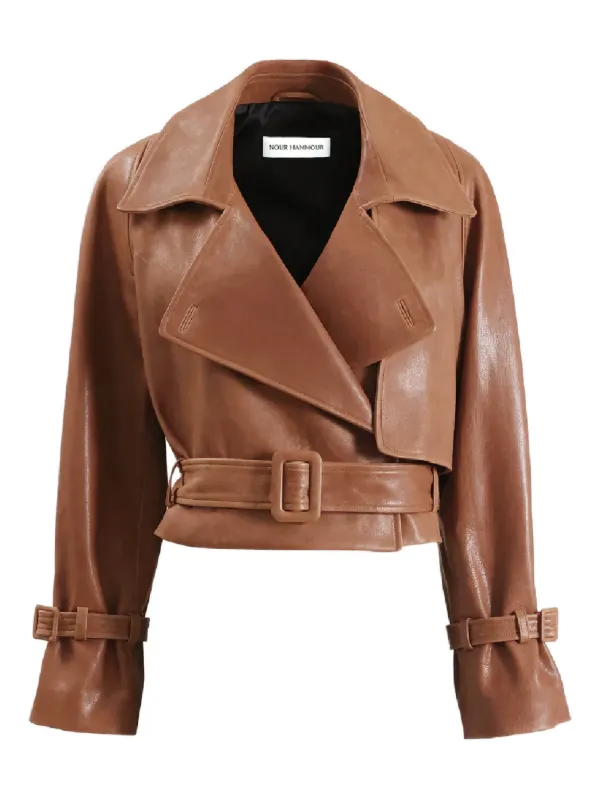 Nour Hammour Hatti Belted Jacket in Brown