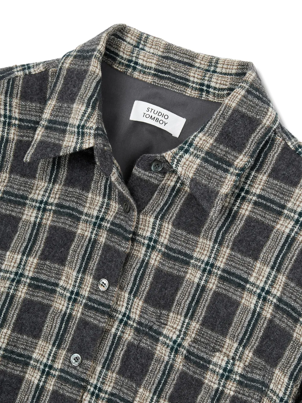 TOMBOY Geruit blouse met elastische afwerking Grijs