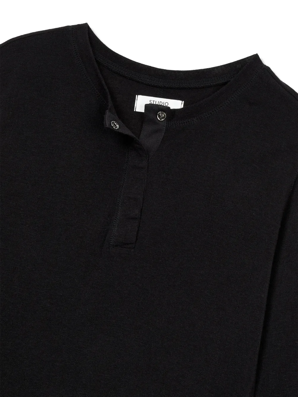 Tomboy Snap-button Henley Top - Black 