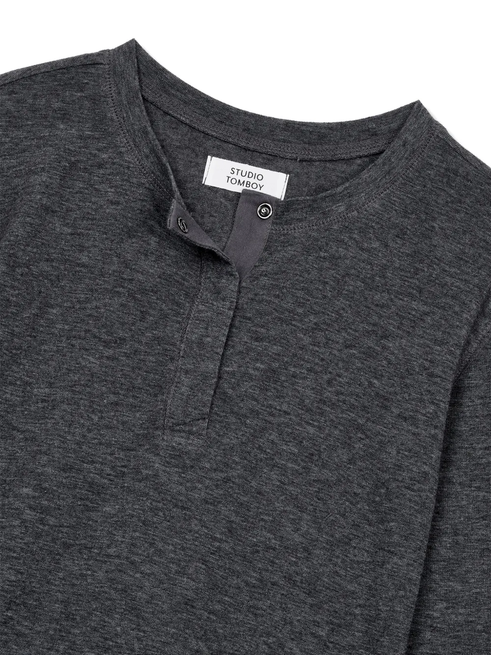  Tomboy Snap-button Henley Top - Grey 