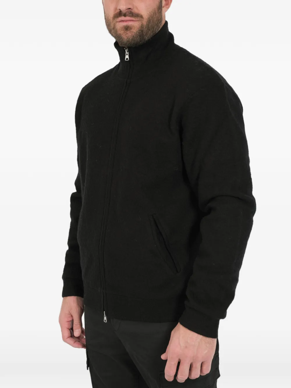 NN07 zip mock-neck knitwear - Zwart