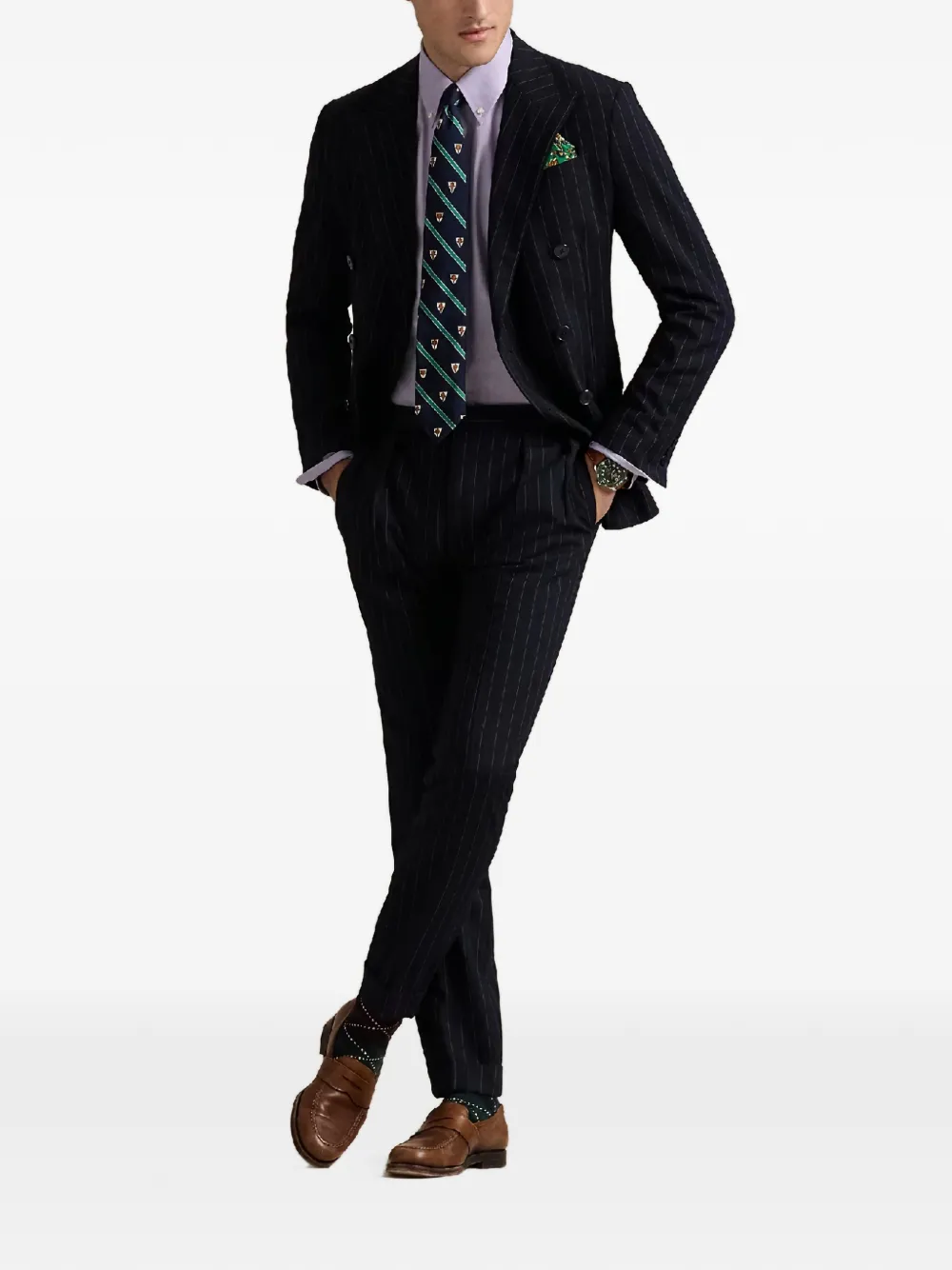 Polo Ralph Lauren point-collar logo-embroidered shirt - Paars